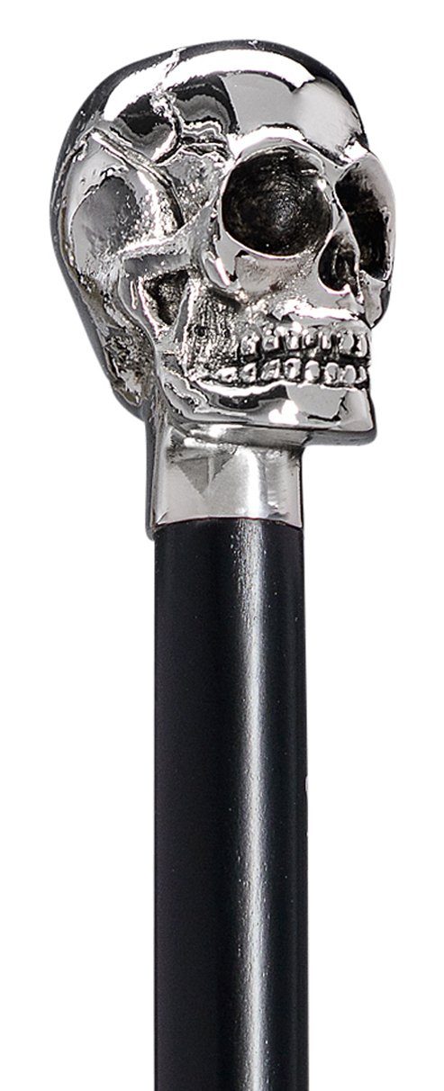 Gehstock Gehstock GOTHIC TOTENKOPF Knaufstock Frackstock,verchromt,Buche schwar