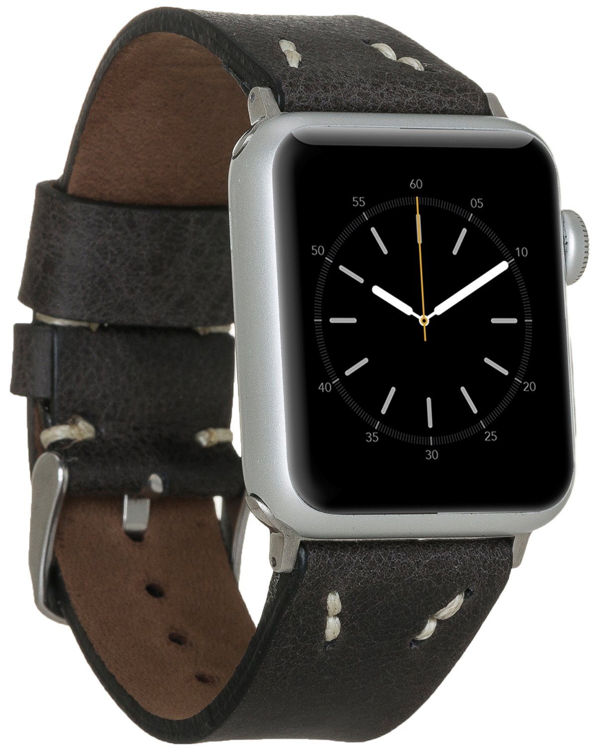 für Armband, Apple Apple Leder kompatibel Smartwatch-Armband Watch Series Watch mit 42/44/45mm Vintage Schwarz 1-8 Burkley in