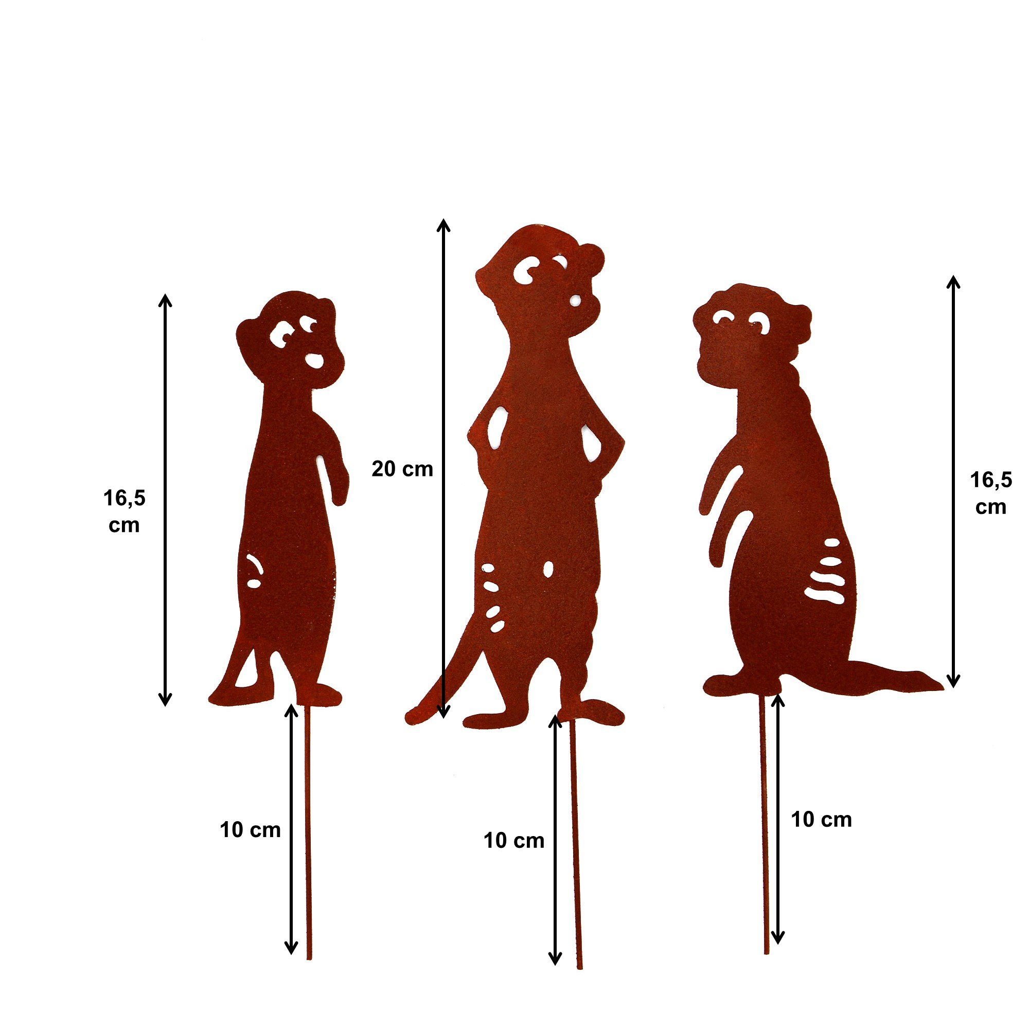 Gartenstecker Stecker GARDEN UNUS (3-St) Set Rost 3er Erdmännchen