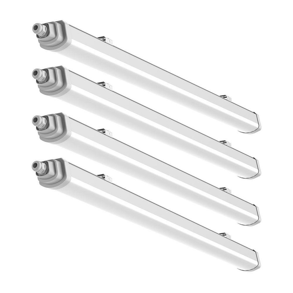 V-TAC LED Deckenleuchte, LED-Leuchtmittel fest verbaut, Tageslichtweiß, LED Wannenlampe Feuchtraumleuchte 6500K 4320 Lumen L 120cm 4er Set