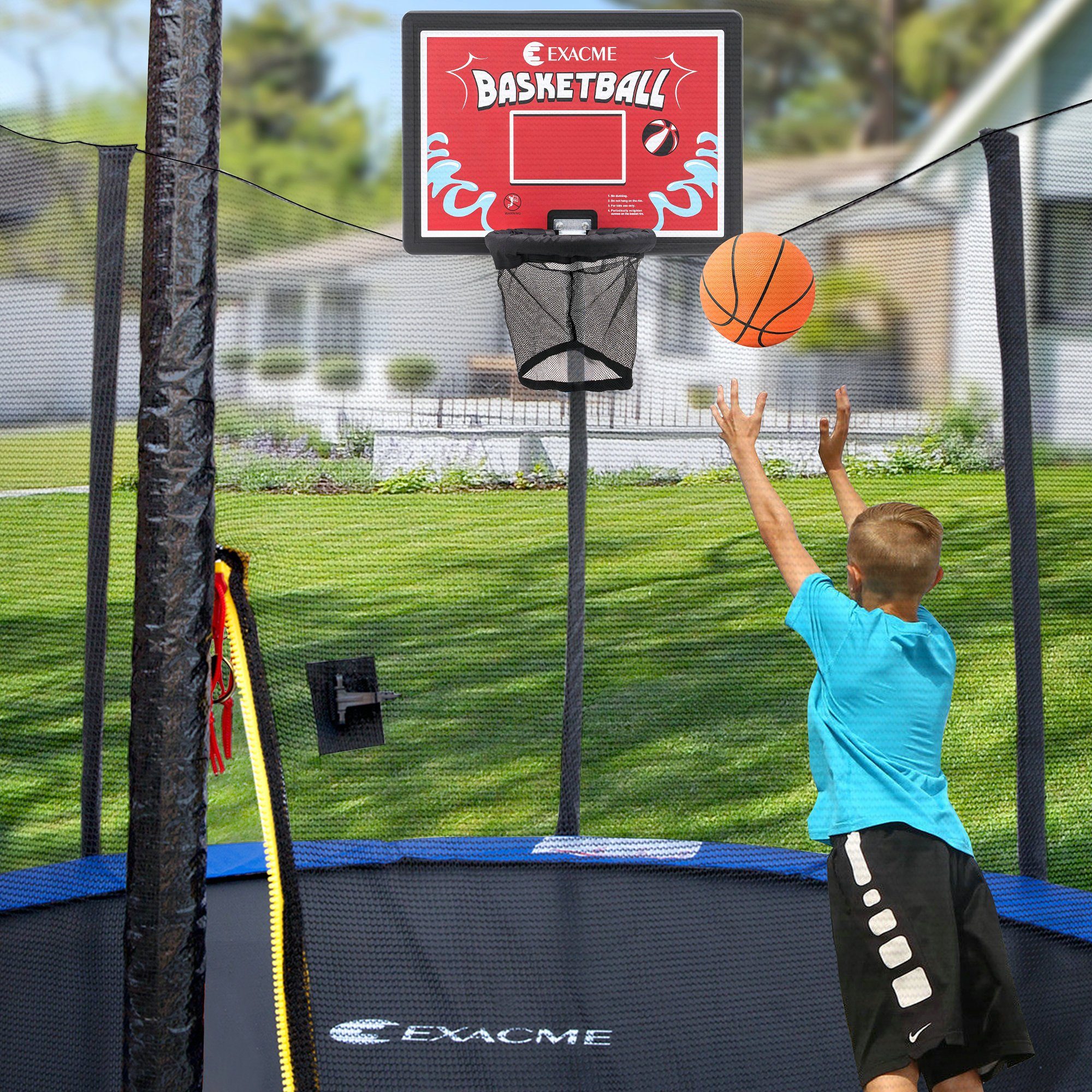 + 58 Zubehör Rot Exacme 2,5 Backboard+ BH07, Ring+ Gartentrampolin Netz, EXACME Korb Trampoline x 81 x Basketballkorb-Set, cm