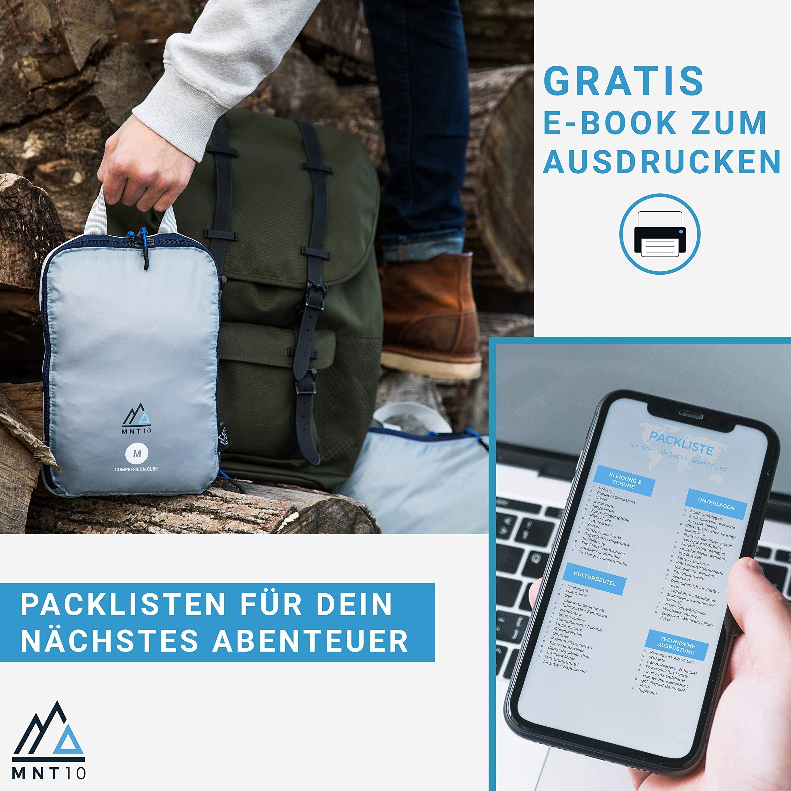 leichte Packwürfel Packtaschen I Kofferorganizer Kompression für Kompressionsbeutel, MNT10 als Taschenorganizer Packtaschen wasserdichte mit Organizer Rucksack