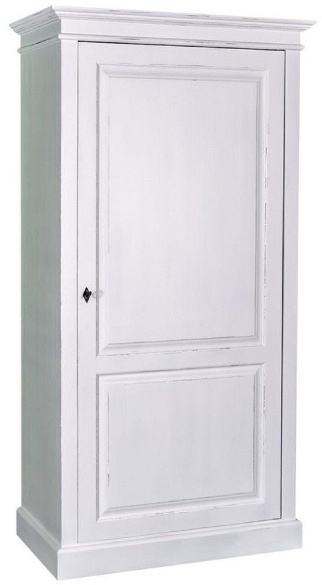 Casa Padrino Kleiderschrank Landhausstil Kleiderschrank Antik Weiß 100 x 67 x H. 200 cm - Massivholz Schlafzimmerschrank mit Tür - Landhausstil Schlafzimmermöbel | Kleiderschränke