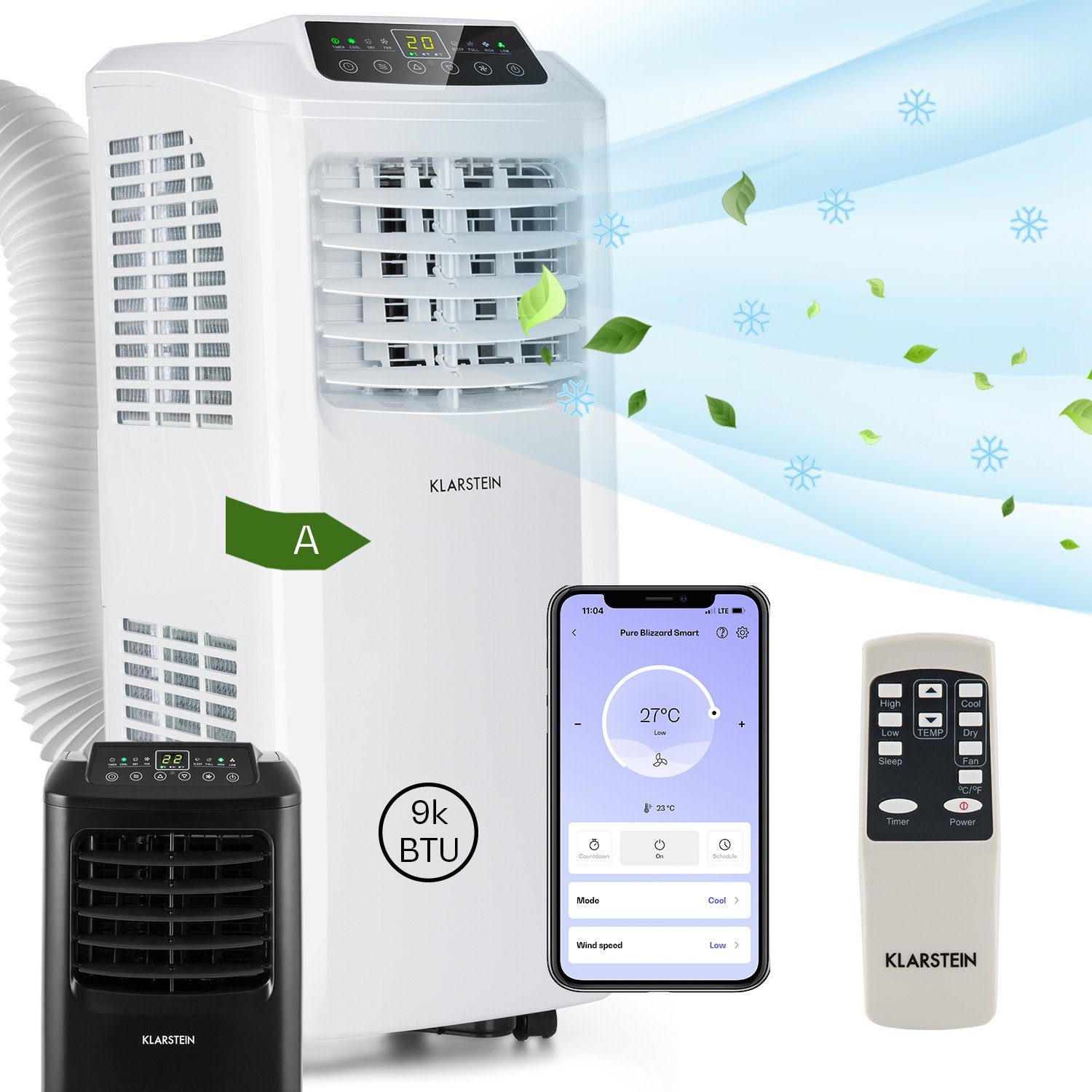 Klarstein Klimagerät Pure Blizzard Smart, Klimagerät mobil Air Conditioner Kühlgerät Luftkühler