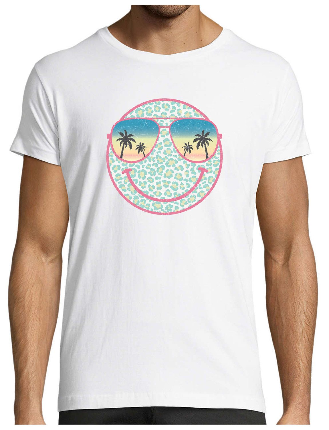 T-Shirt Herren Print Shirt - Lächelndes Sommer Gesicht Brustprint