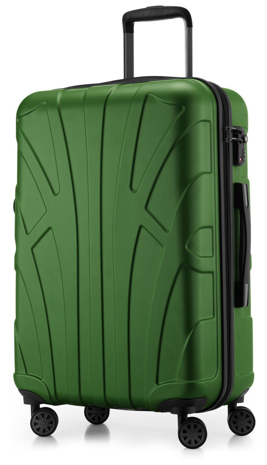 Suitline Koffer S1, 4 Rollen, Robust, Leicht, TSA, Erweiterbar, 65 cm, ca. 58 - 68 Liter Packvolumen Grün