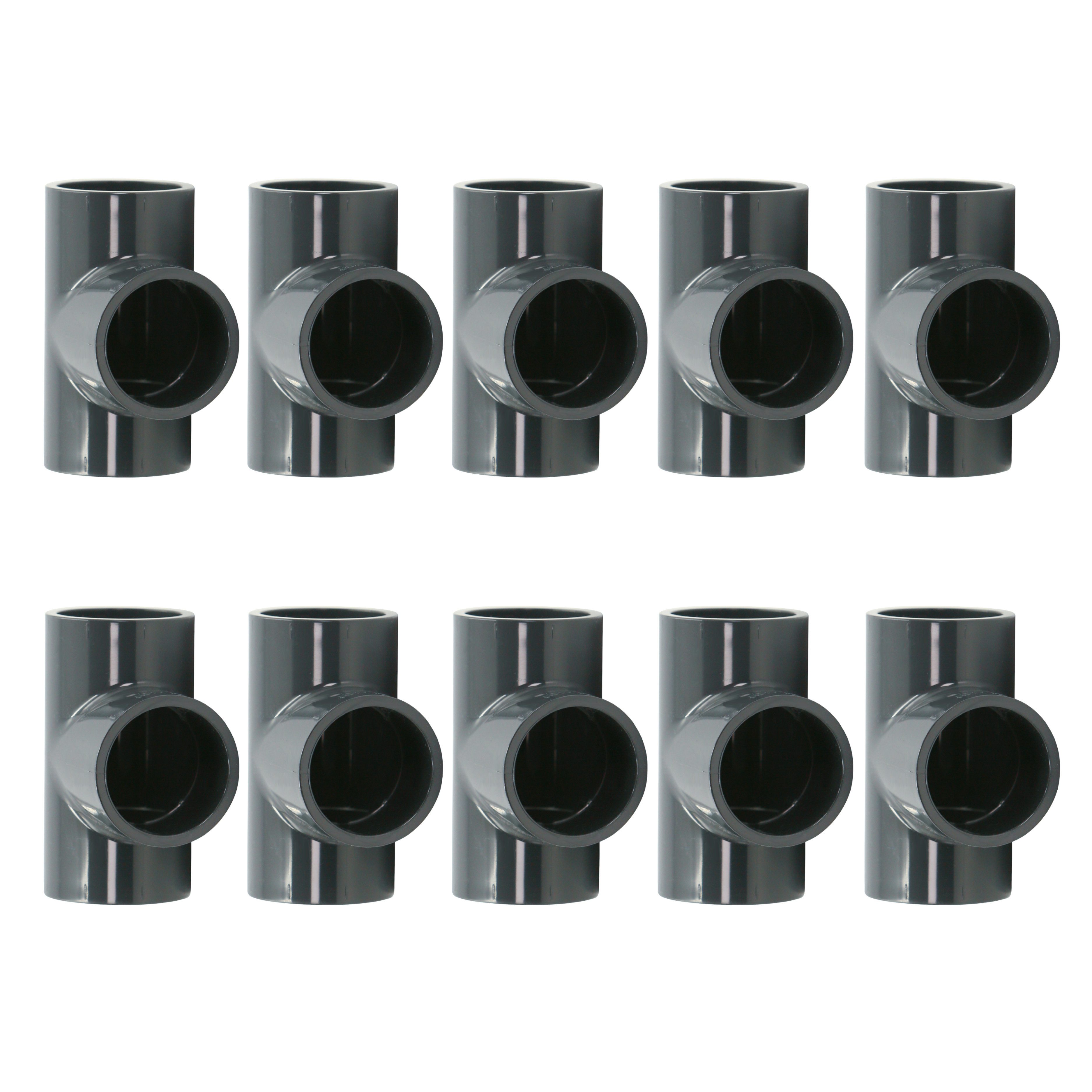 Rohrverbinder 1-10x PVC Fitting T-Stück 90° 50mm Klebemuffe Verrohrung PN16 Pool