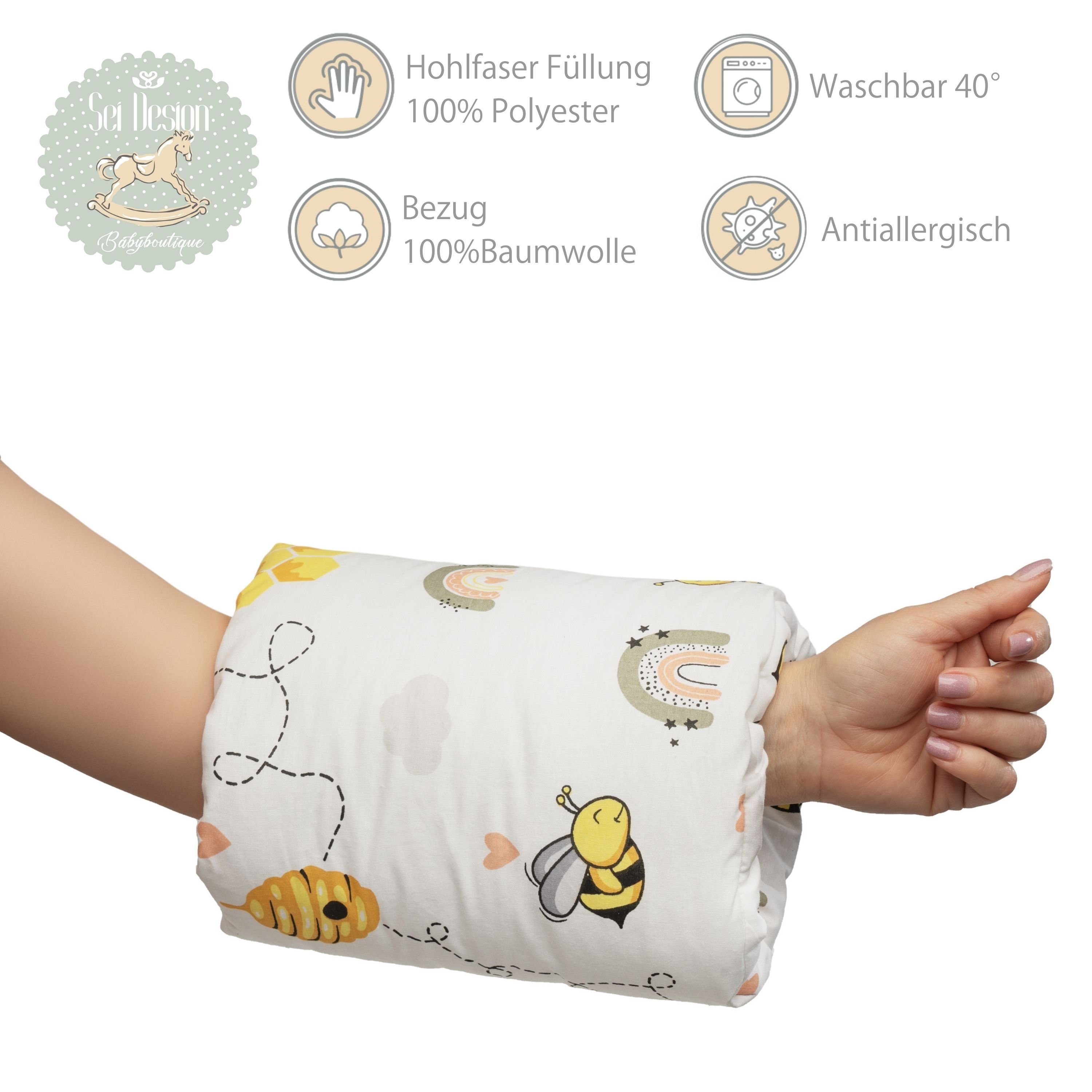 Baby Stillmuff 1-tlg., Ministillkissen, Armrolle Stillmuff Design Armband Reisestillkissen Armkissen Biene Stillkissen Seitenlagerungskissen SEI