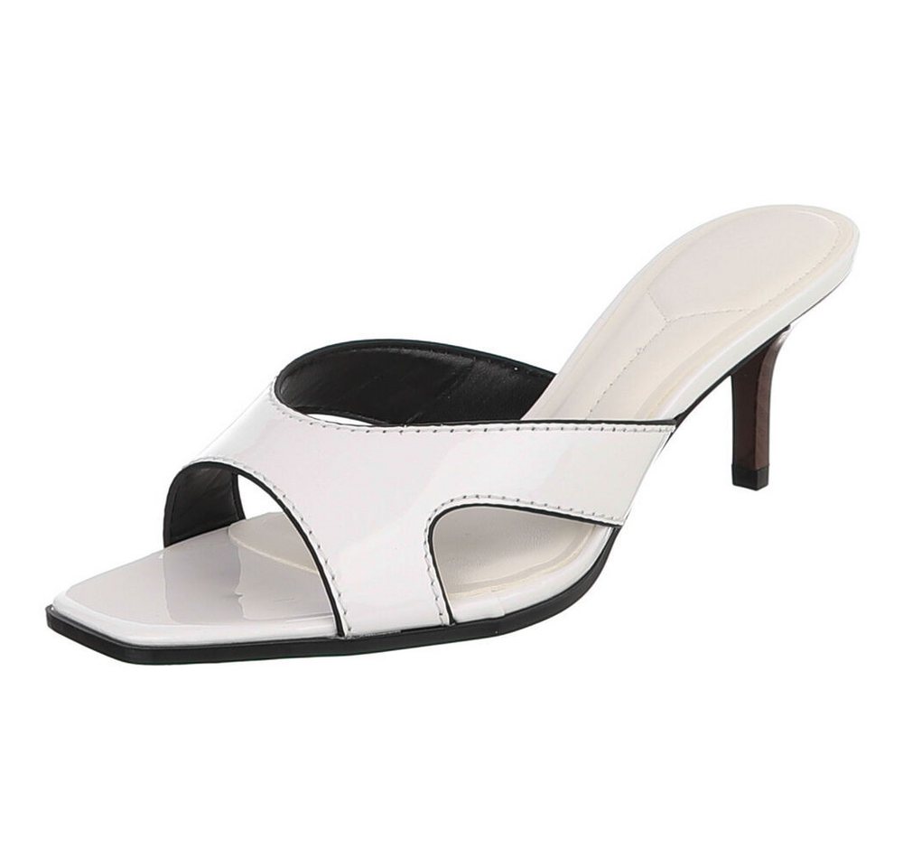 Ital-Design Damen Sandalette mit High Heel und offenem Design Pantolette (91895543) Pfennig-/Stilettoabsatz Sandalen & Sandaletten in Weiß