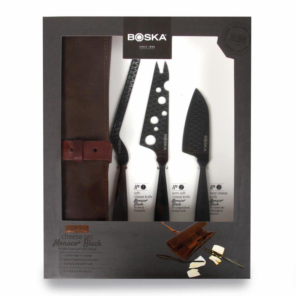 BOSKA HOLLAND Messer-Set Käsemesser-Set Monaco+ Schwarz (3-tlg)