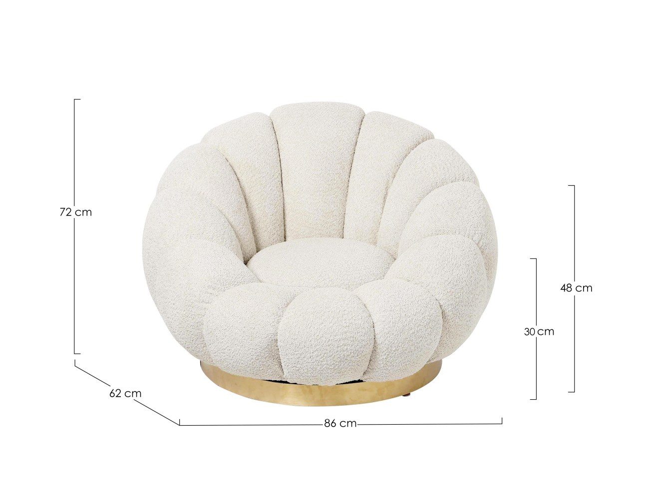 Feeling4Home Drehsessel Florel aus Boucle-Stoff, Natur, Der Sessel ist drehbar (360)