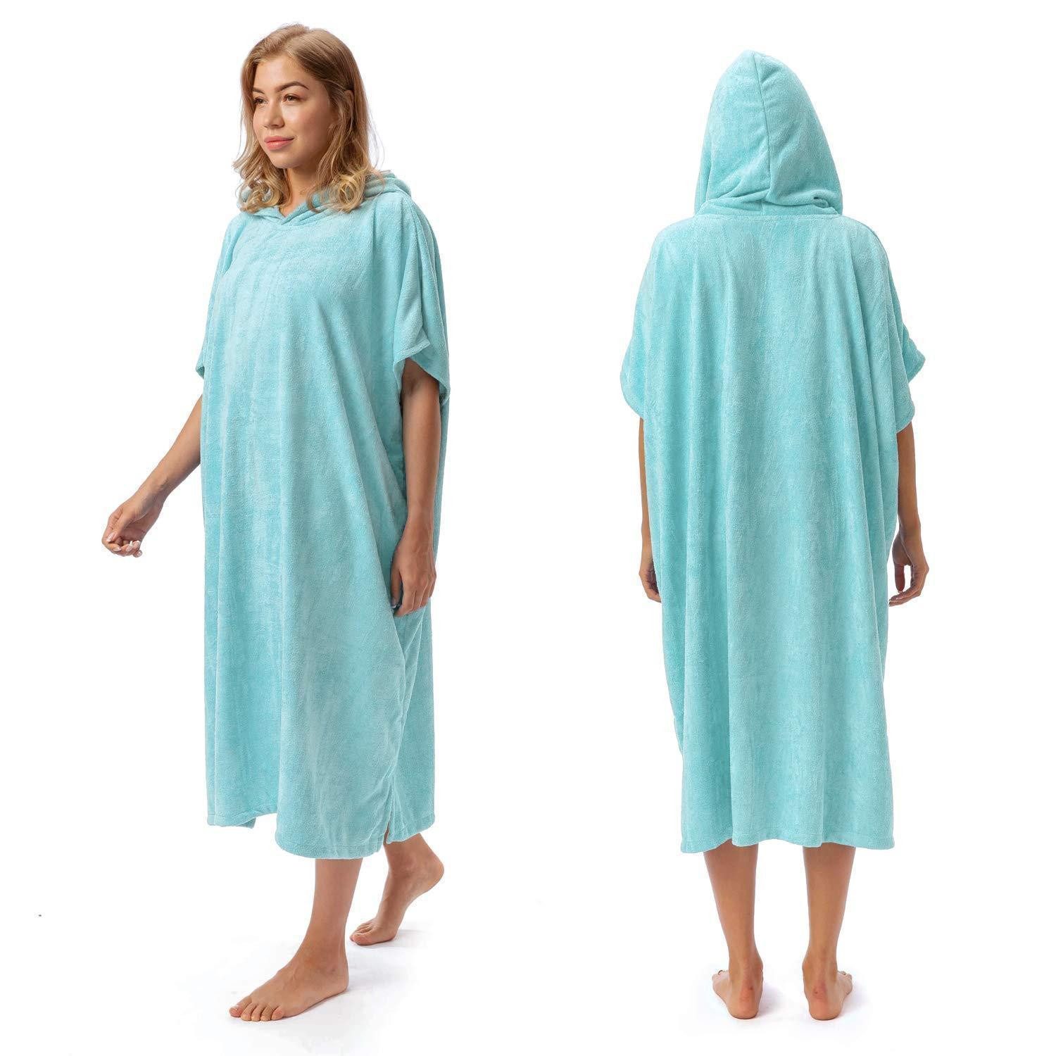 LuxusKollektion Poncho Surf Poncho Umziehhilfe Badetuch Mikrofaser Hellblau (1-St)