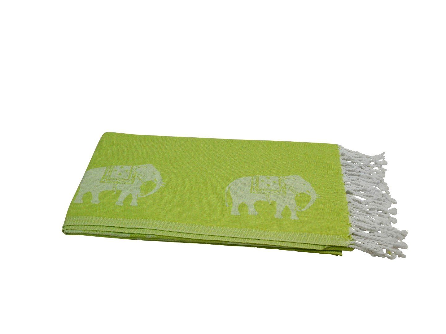 my Hamam Hamamtücher Hamamtuch kiwigrün weiß, mit kleinen Elefanten, Baumwolle (1-St), kompakt u. multifunktional | Alle Handtücher