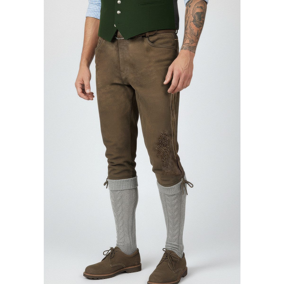 Maddox Trachtenlederhose Leifers Herren (1-tlg) Trachtenlederhose, Trachtenhose, Bayerische Lederhose, Oktoberfest