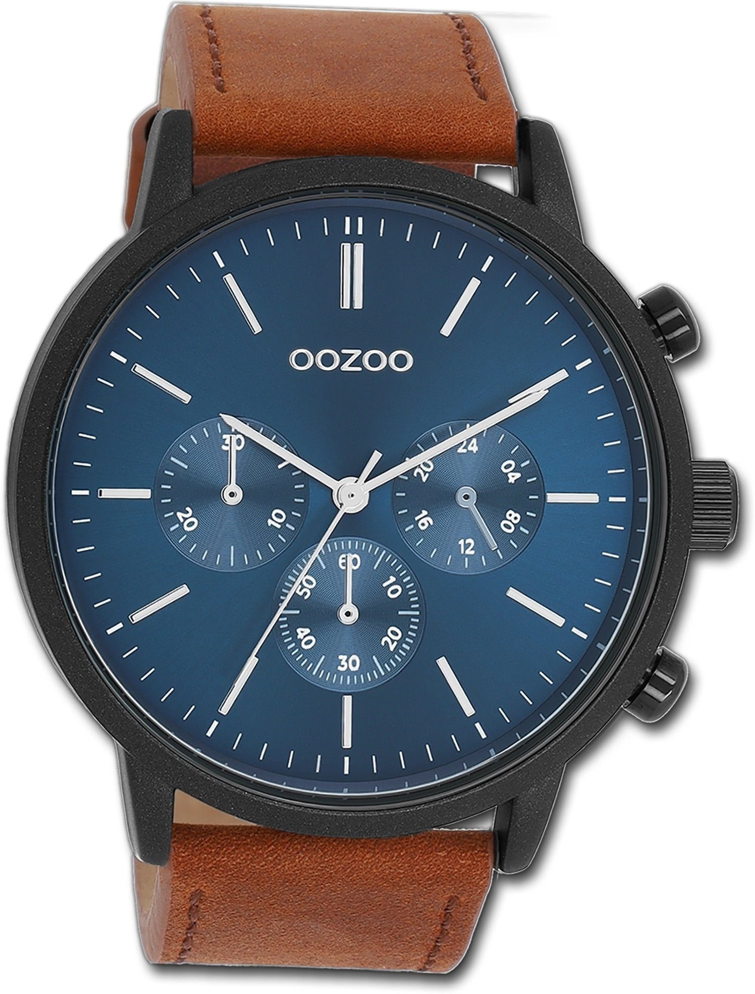 OOZOO Quarzuhr Oozoo Herren Armbanduhr (ca. rundes Gehäuse, groß 50mm) Timepieces, braun, Herrenuhr Lederarmband extra