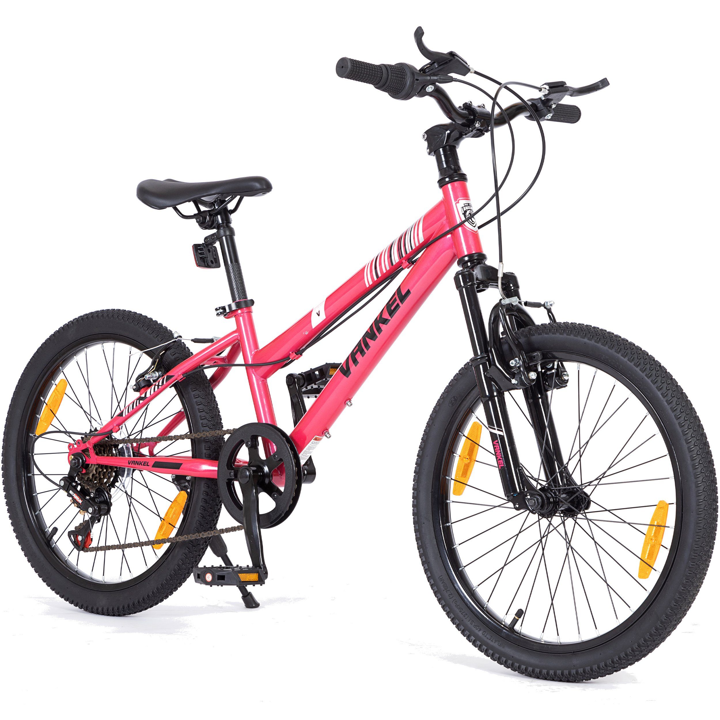 Vankel Kinderfahrrad 20 Zoll Kinderfahrrad Mountainbike Jungen Mädchen, 6 Gang, Kettenschaltung, 20 Zoll - 6-9 Jahre mit Hochwertige V-Bremse