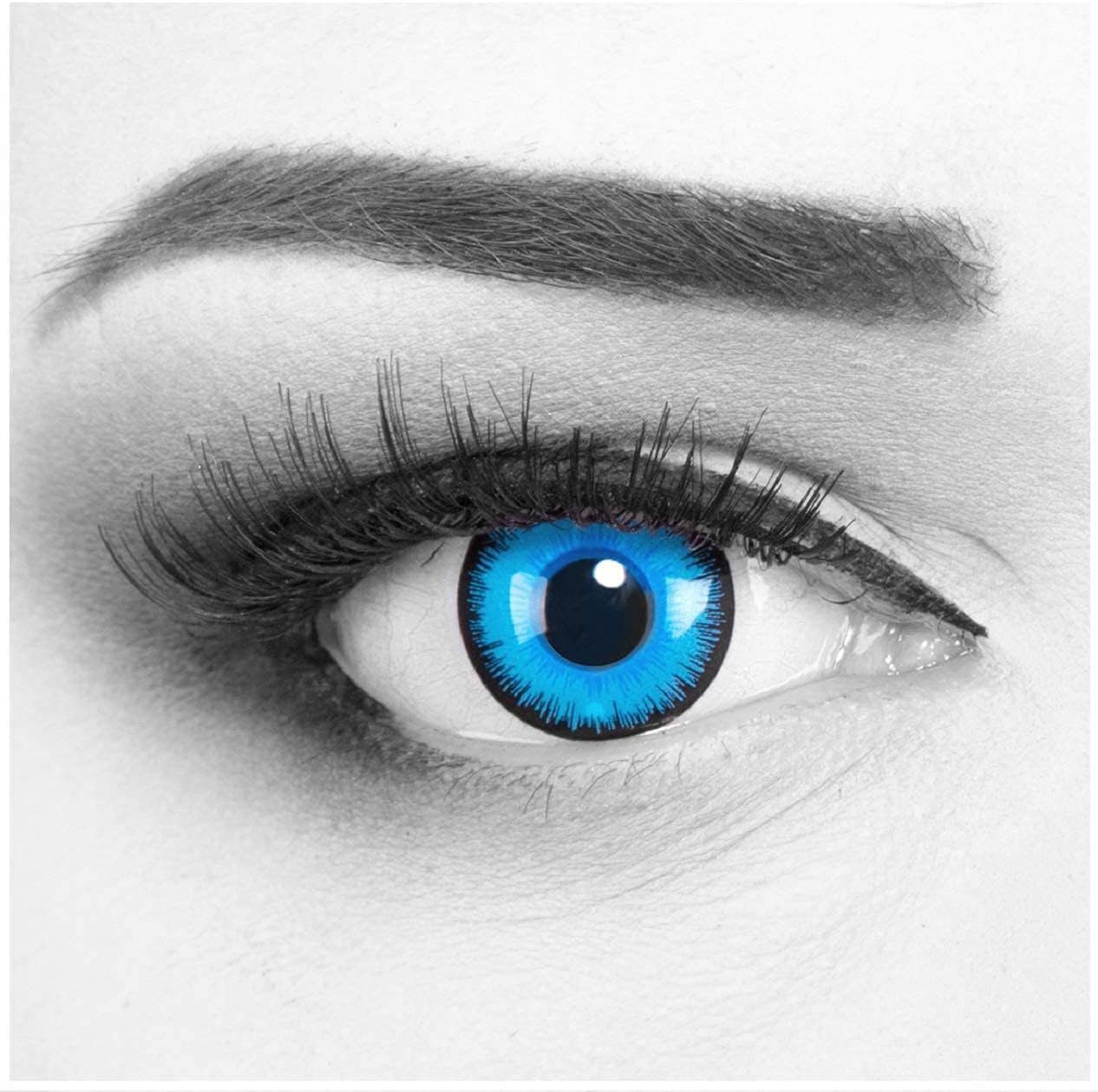 MeralenS Monatslinsen Blaue 'Alper' Cosplay Manga Fun Linsen 1 Paar. Halloween & Cosplay
