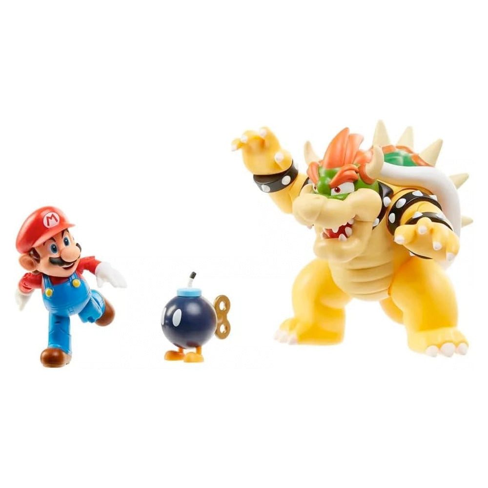 Super Mario Actionfigur Nintendo Super Mario Wave 1 Mario vs. Bowser Diorama Set, 15 cm, (3-tlg)