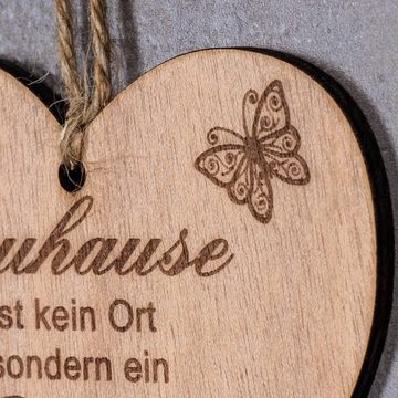 Levandeo® Dekohänger, Herz 9x10cm Birkenholz Sprüche Familie Zuhause Liebe Deko Holz