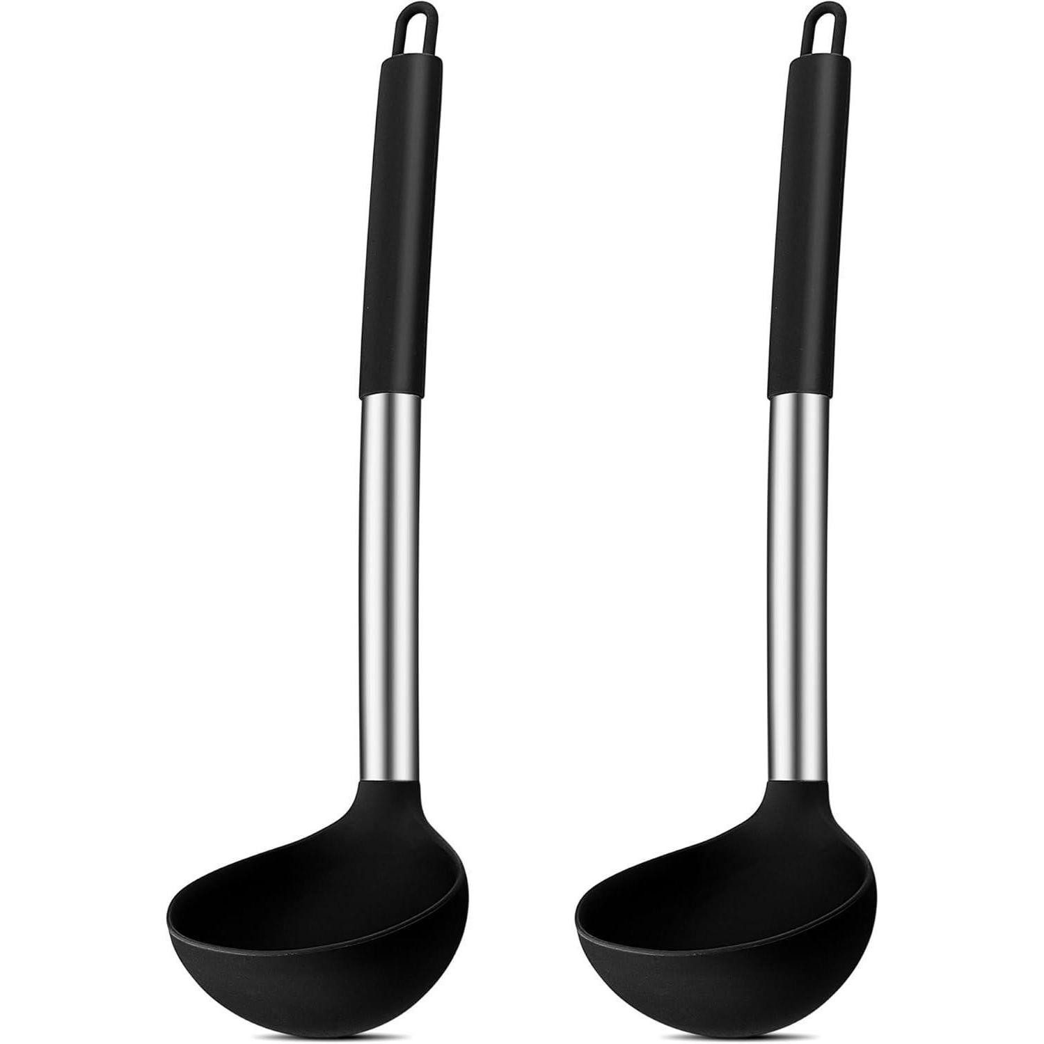LuxusKollektion Suppenkelle 2-teiliges Silikon Schöpfkelle Set mit Edelstahl Griff, hitzebeständig