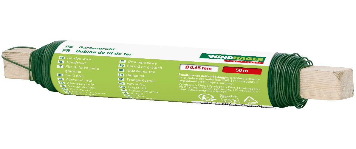 Windhager Gartendraht für Garten-, Binde- und Bastelarbeiten Pflanzschnur (1-tlg), Blumendraht erhältlich in unterschiedlchen Größen, verzinkt, grün