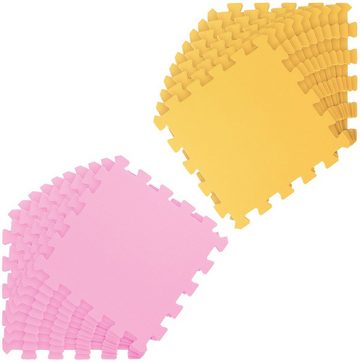 LittleTom Puzzlematte 18 Teile Baby Kinder Puzzlematte ab Null - 30x30cm, pink gelbe Kindermatte