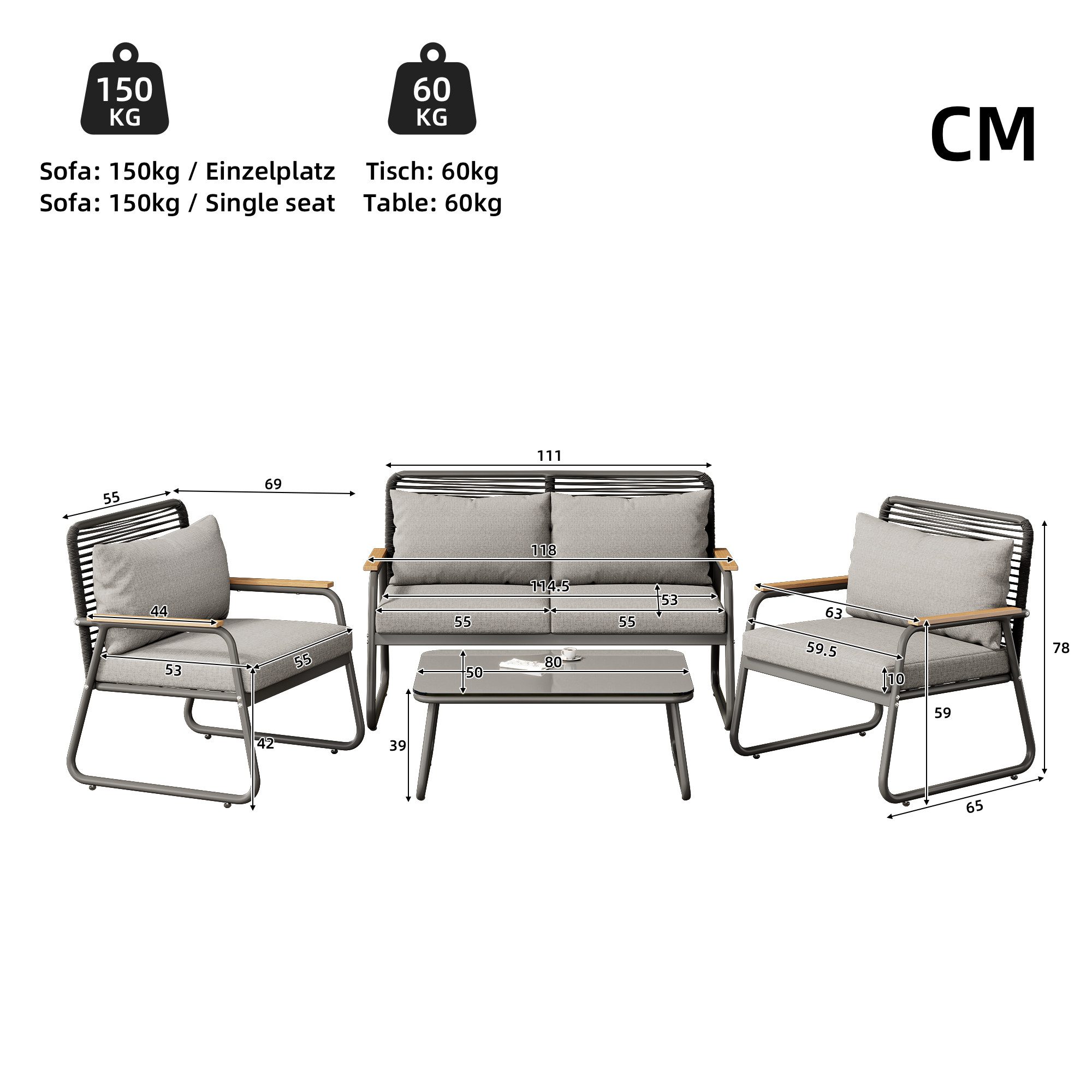 Celya Gartenlounge-Set Gartenlounges, Gartenmöbel Set mit günstig online kaufen