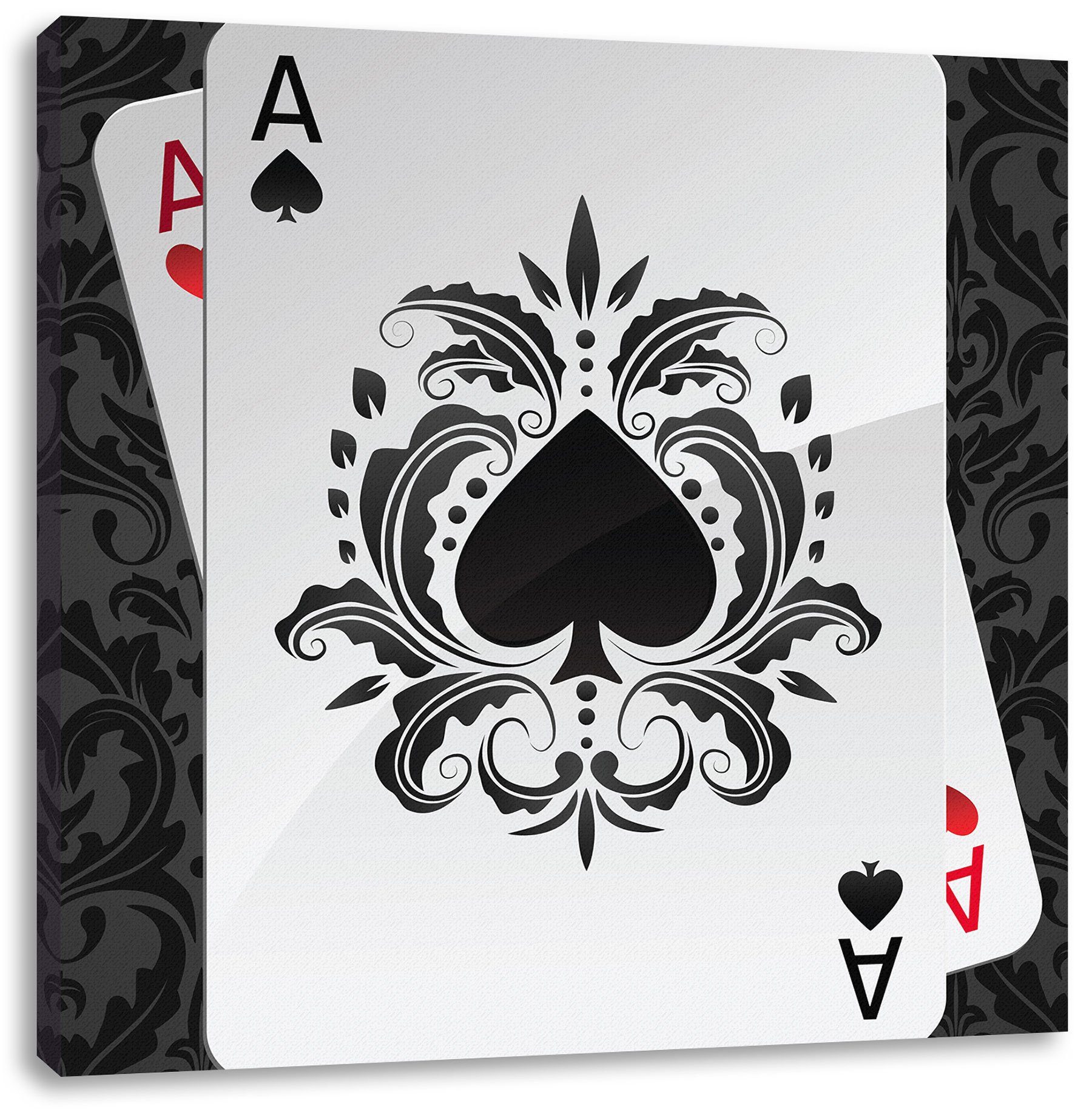 Pixxprint Leinwandbild Ass Pik Spielkarte, Ass Pik Spielkarte (1 St), Leinwandbild fertig bespannt, inkl. Zackenaufhänger
