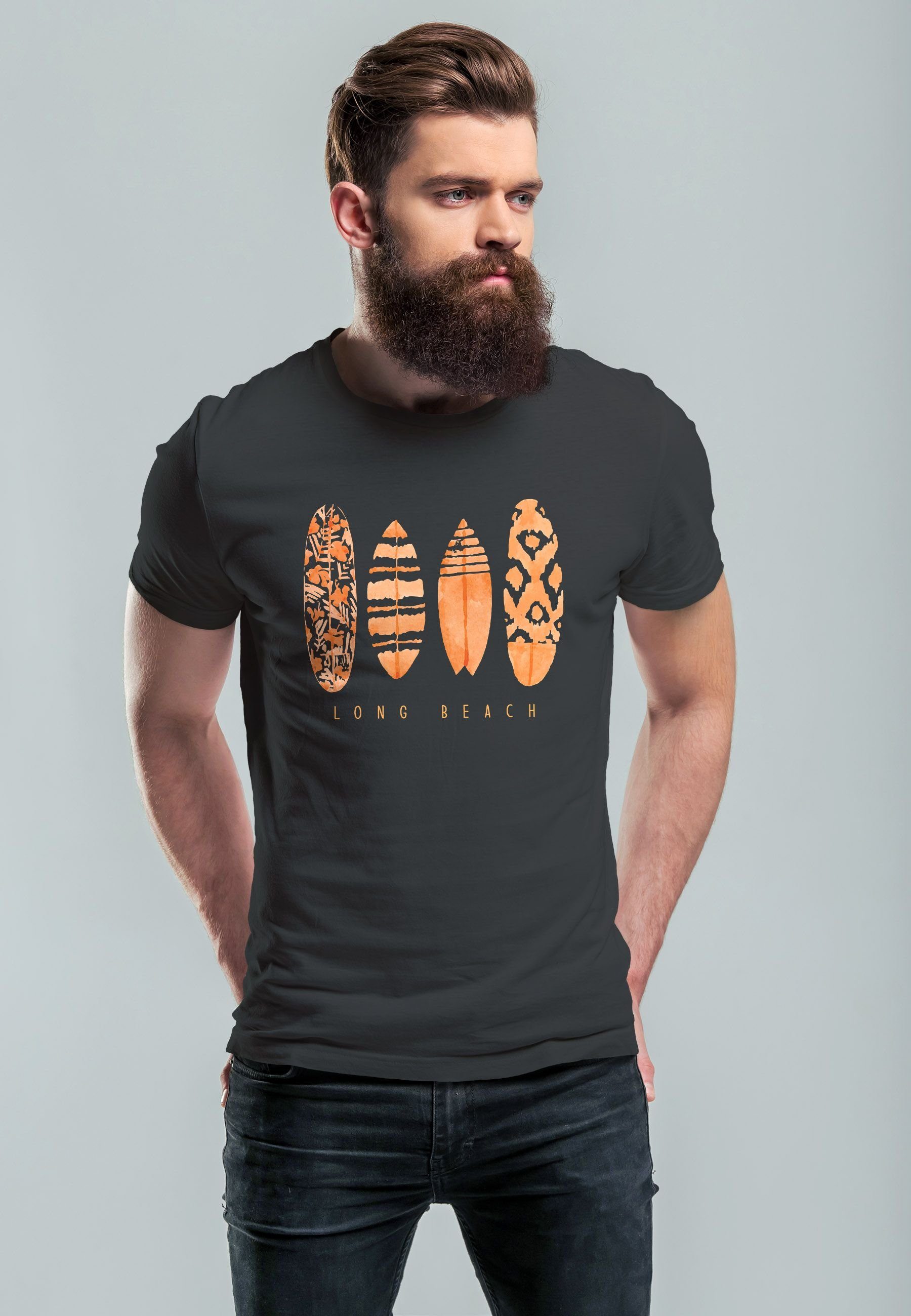 Neverless Print-Shirt Herren T-Shirt Surfing Fashion günstig online kaufen