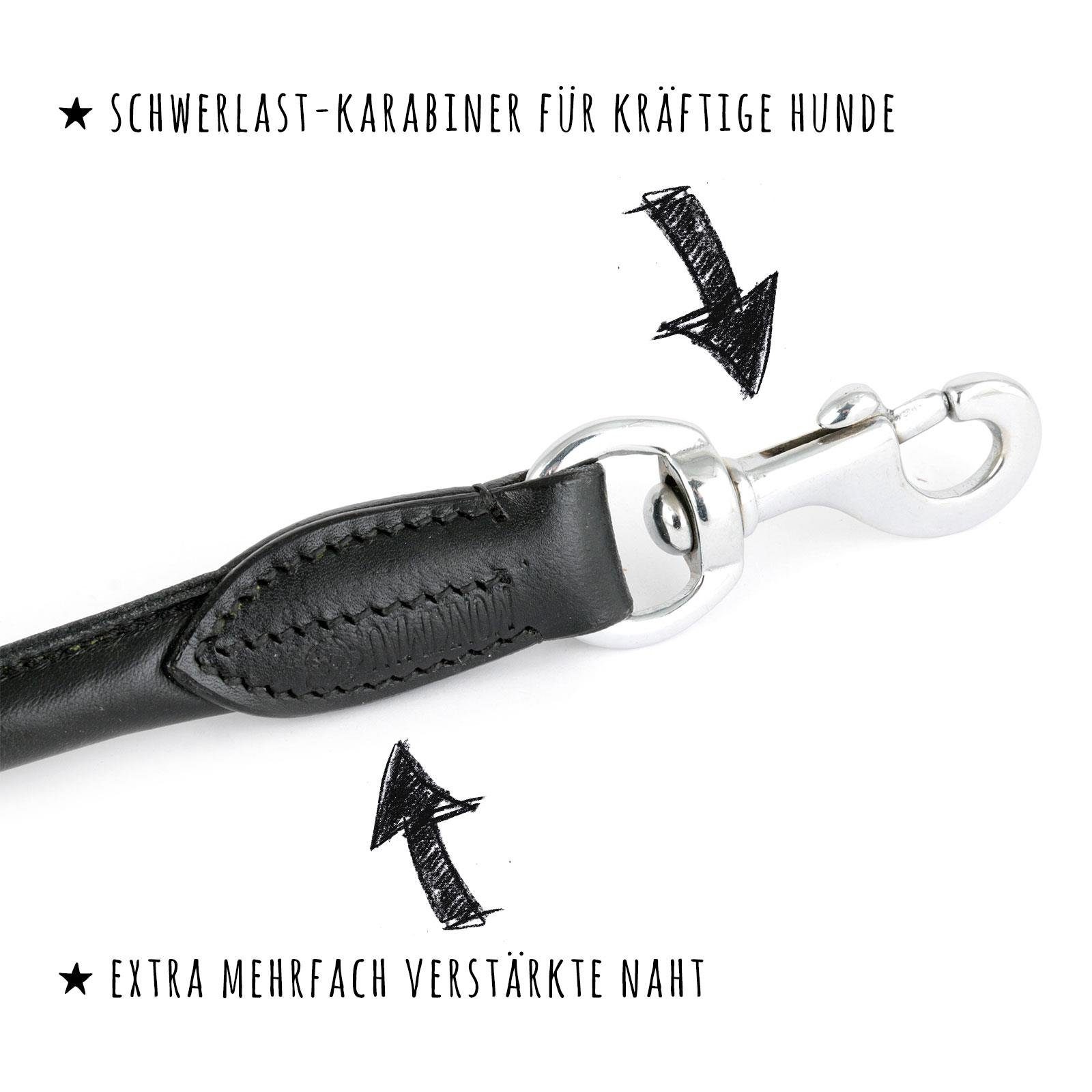 Monkimau Hundeleine Verstellbare Führleine aus echt Leder, Leder (Packung)