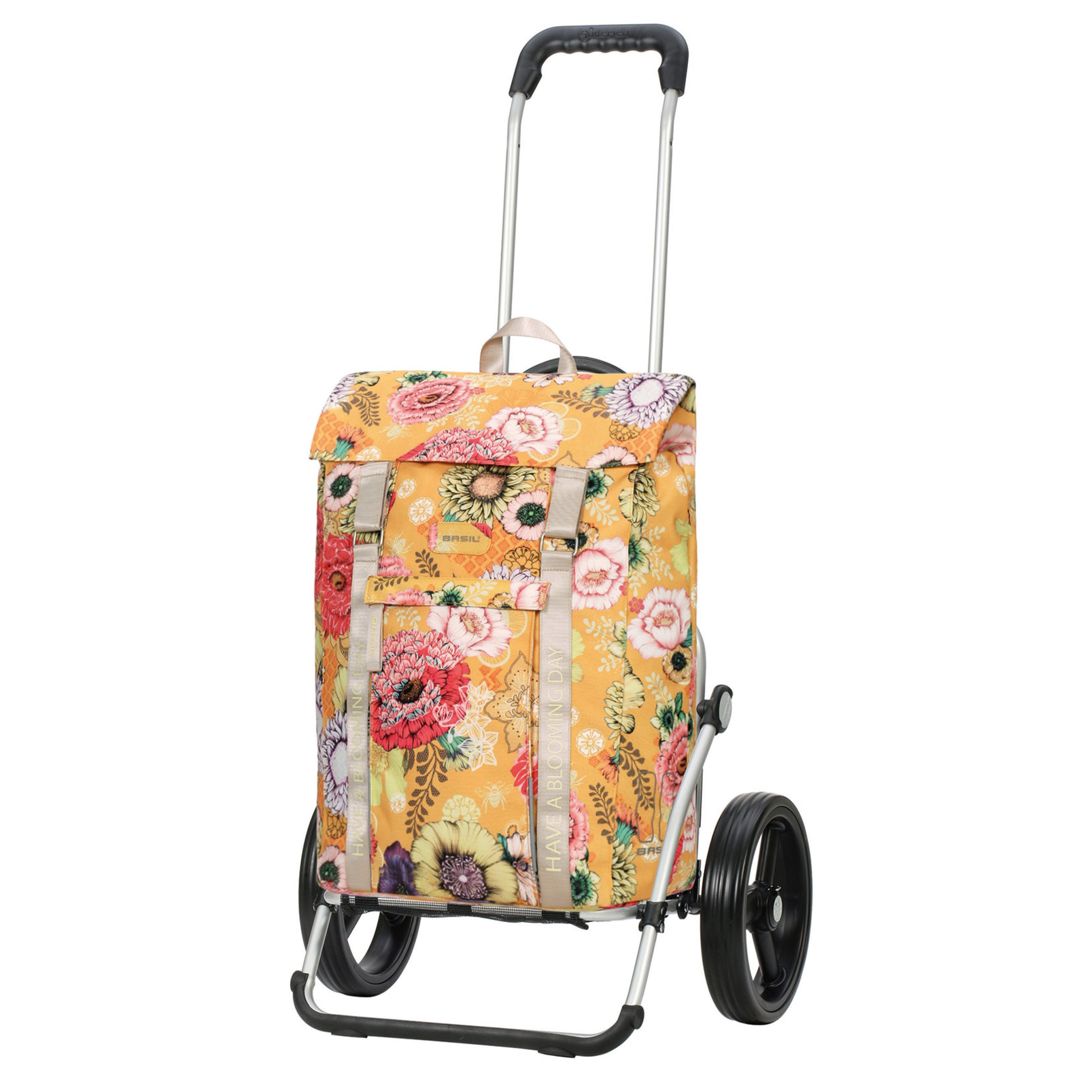 Andersen Einkaufstrolley Royal Shopper Basil Bloom gelb, klappbare Ladefläche, belastbar bis 50kg