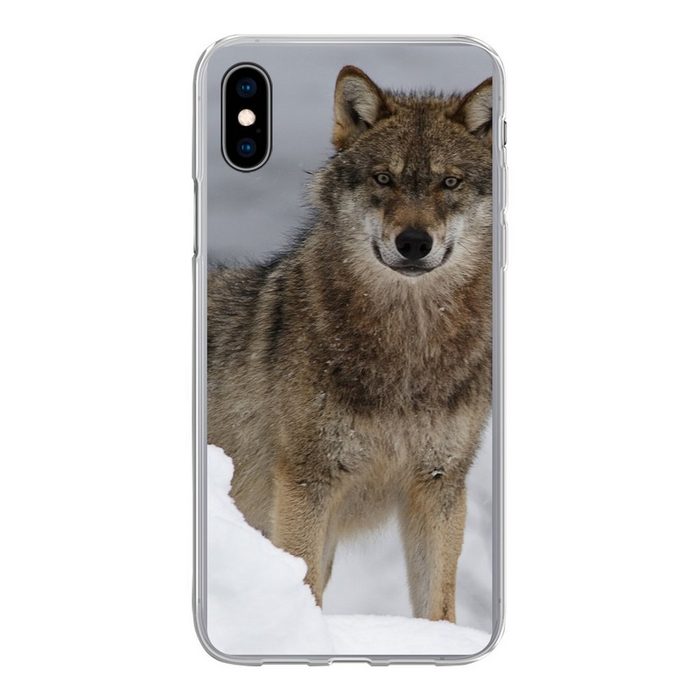 MuchoWow Handyhülle Wolf - Schnee - Tiere Handyhülle Apple iPhone Xs Max Smartphone-Bumper Print Handy
