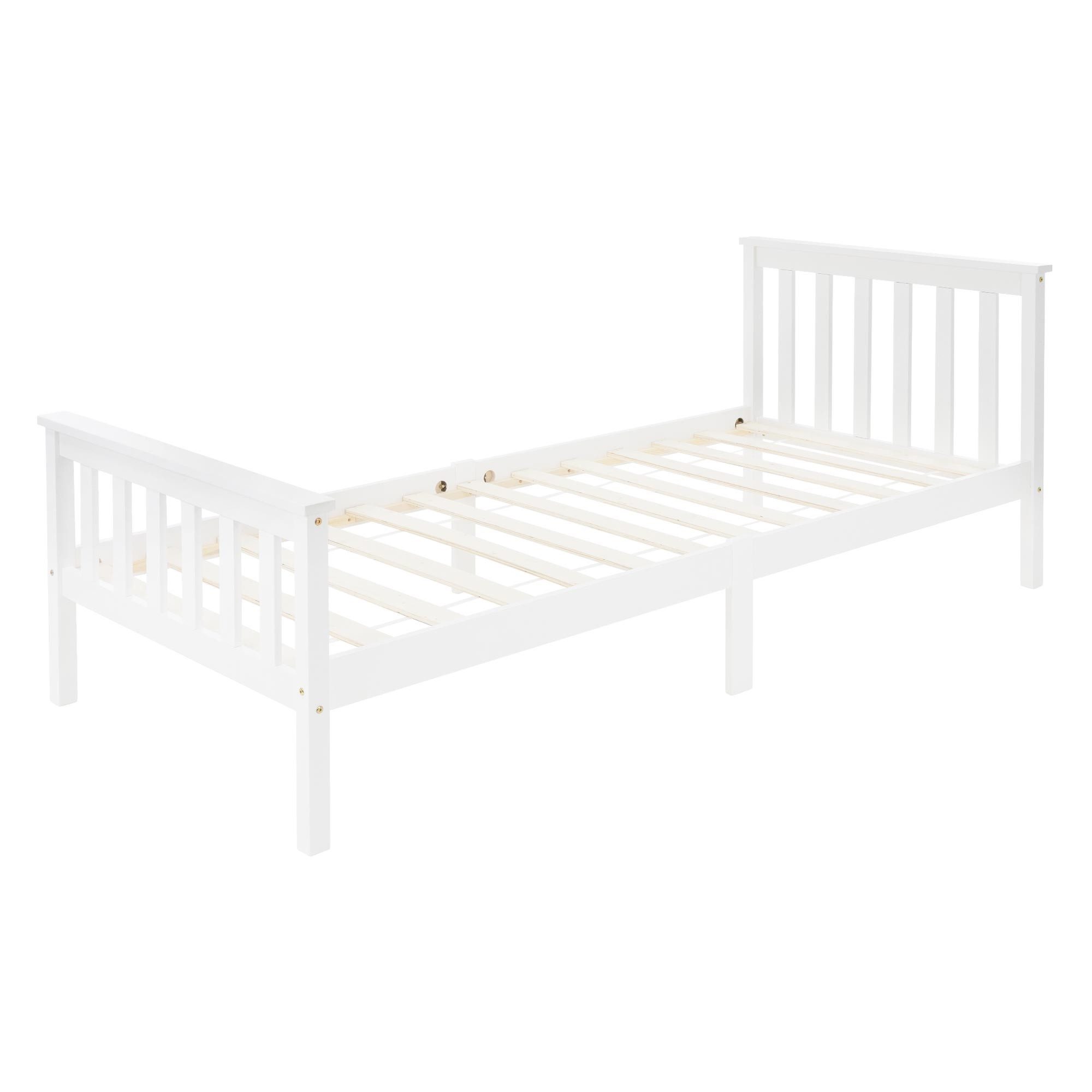 ML-DESIGN Bettgestell Holz Tagesbett, Jugend Einzelbett mit Kopf- & Fußteil, Holzbettgestell, Kinderbett, Bettrahmen Massivholz Bett Jugendbett Kiefer Weiß