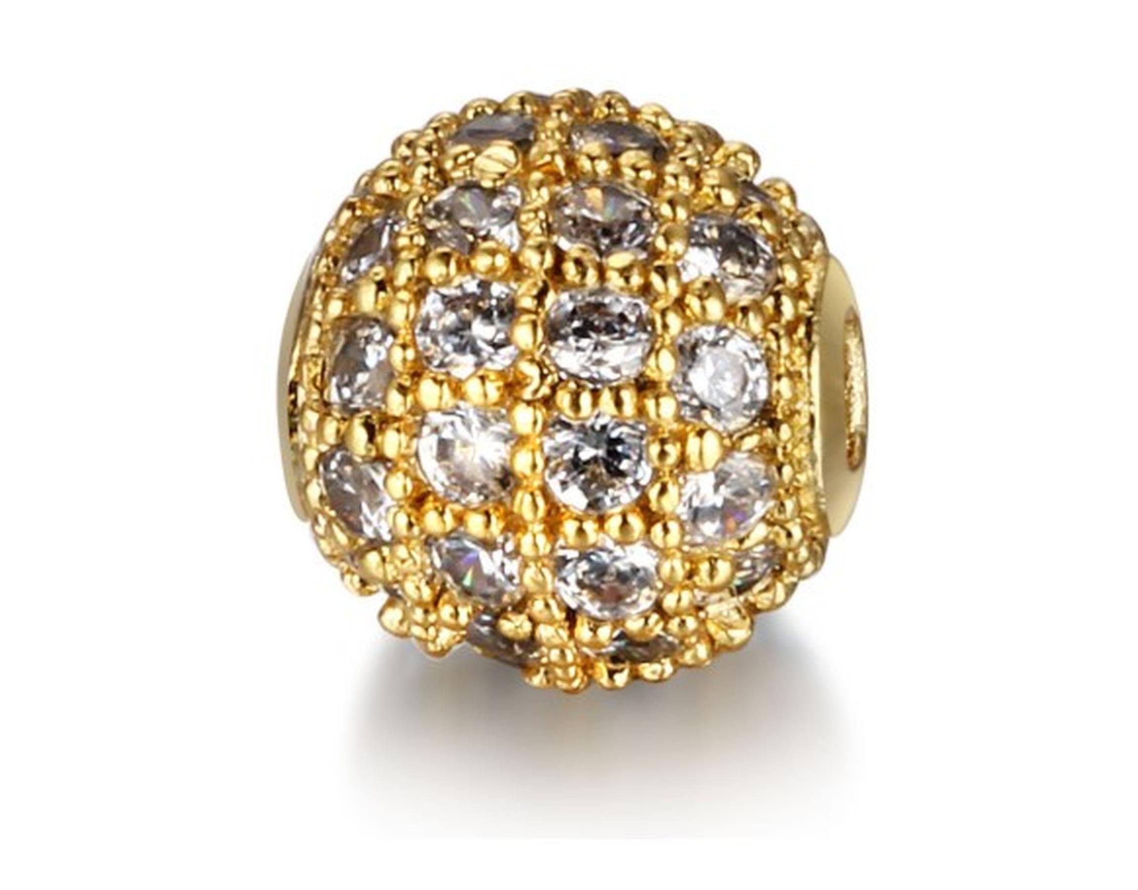 Kopper-24 Ремесленные бусы Schmuck-Perlen 3 Stück, Charm für Armbänder glitzernd, 5 mm, Gold, wei, (3-tlg)