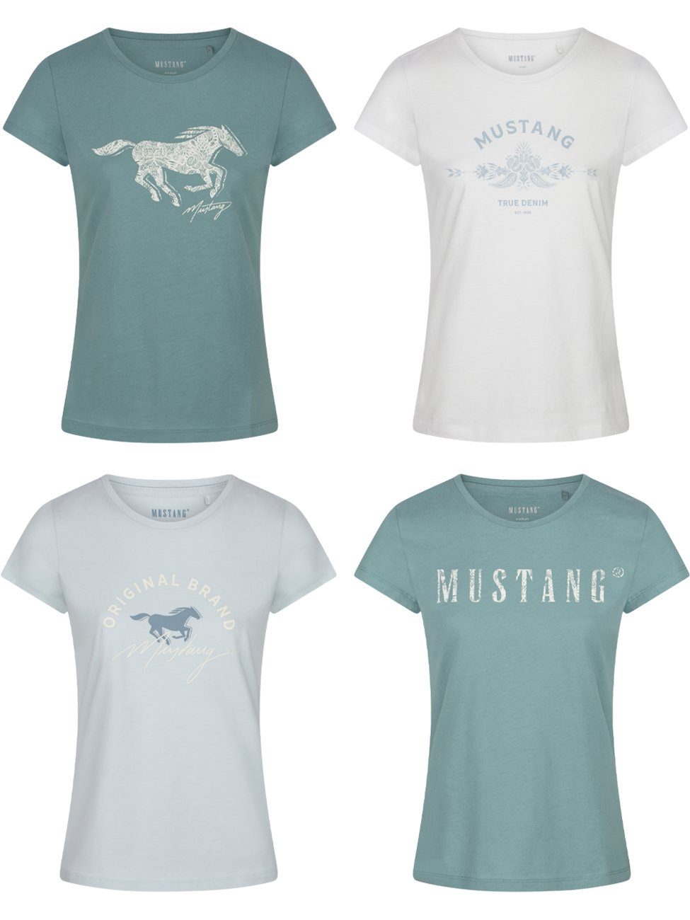 MUSTANG T-Shirt Damen Logo Printshirt Alexia C Logo Slim Fit (4-tlg) Basic günstig online kaufen
