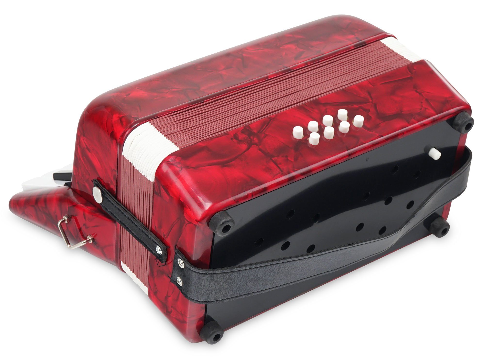 Classic Cantabile Knopf-Akkordeon Secondo Junior - 8-Bass Akkordeon - 22 Diskanttasten, 8-Basstasten (Kompakt-Set, Inkl. Tasche und Tragegurte), inkl. Tragerriemen und Gigbag