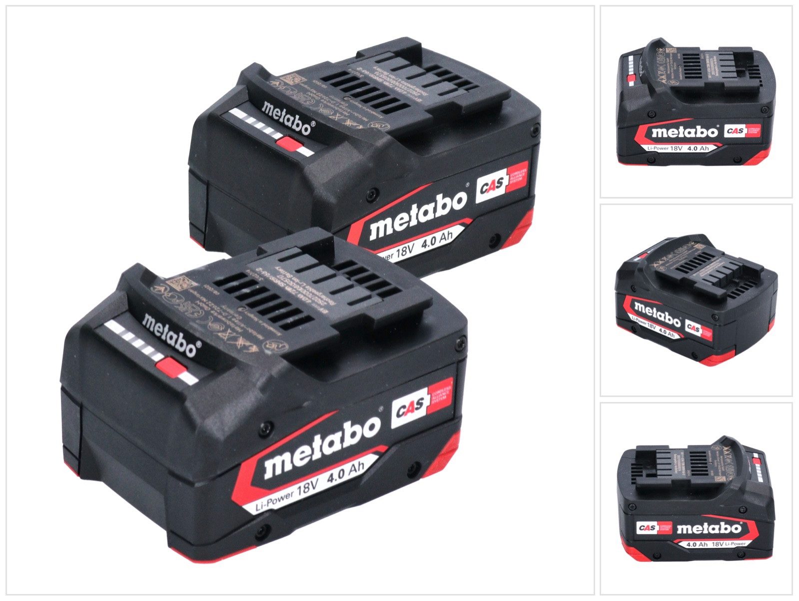 metabo Akku Set 2x Li-Power Akkupack 18 V 4,0 Ah CAS Li-Ion (2x 625027000) Akkupacks