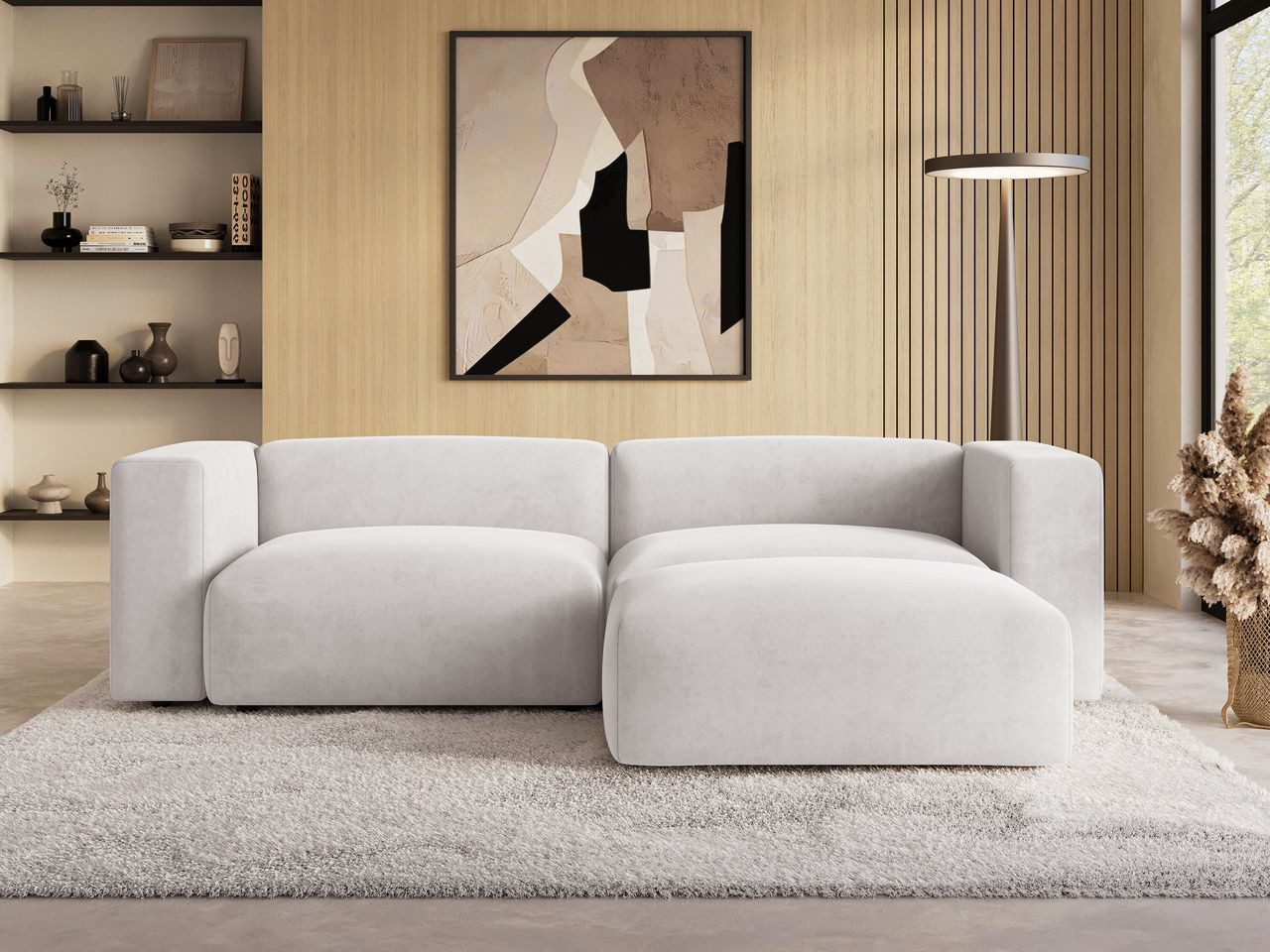GrainGold Ecksofa L-Form Landi L, Set, Couch, T25-Schaum, Freistehendes, Wellenfedern