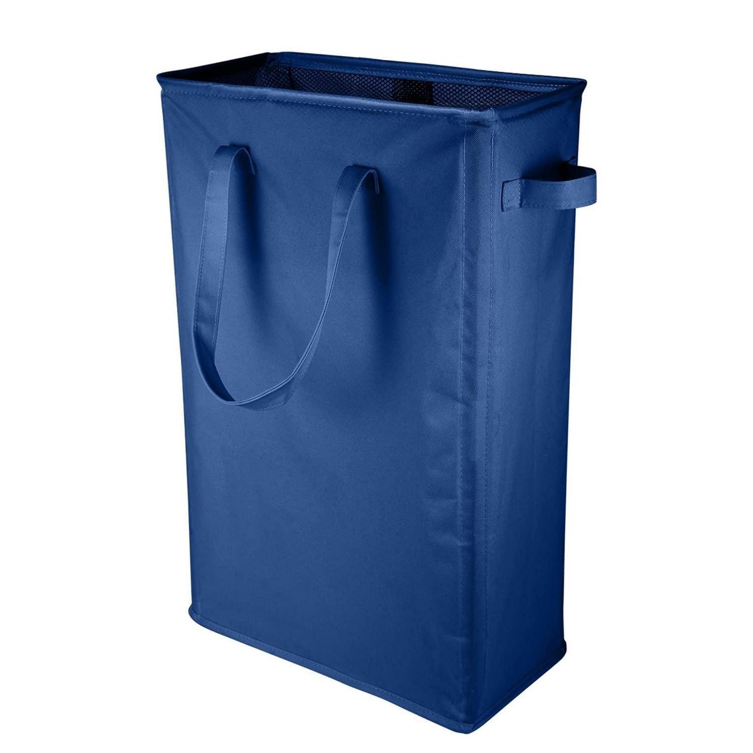 LuxusKollektion Wäschekorb Wäschekorb 45L schmal Griffe Oxford Stoff Dunkelblau M-45L Dunkelblau