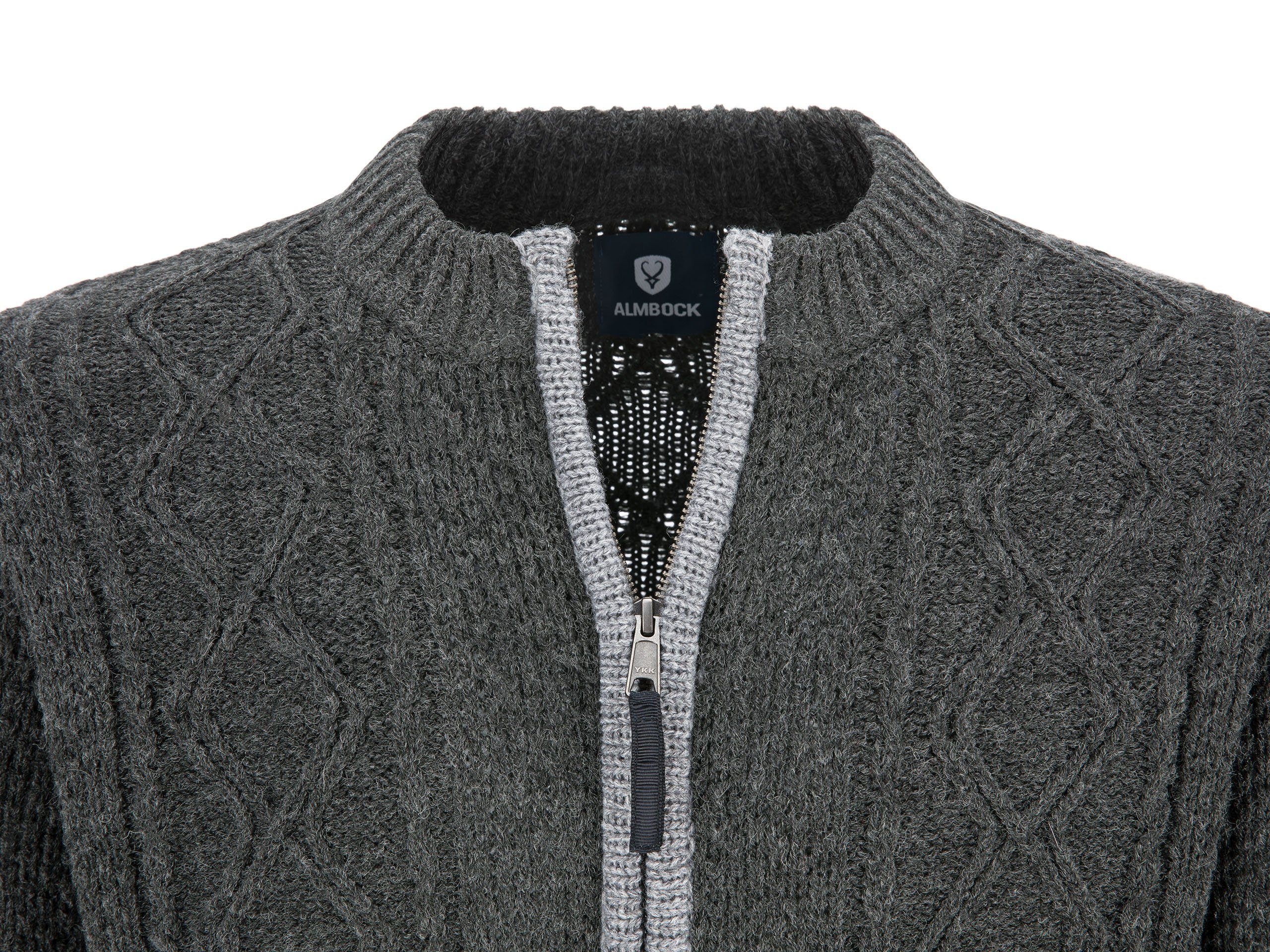 Almbock Trachtenstrickjacke Strickjacke Chris (1-tlg) anthrazit-grau