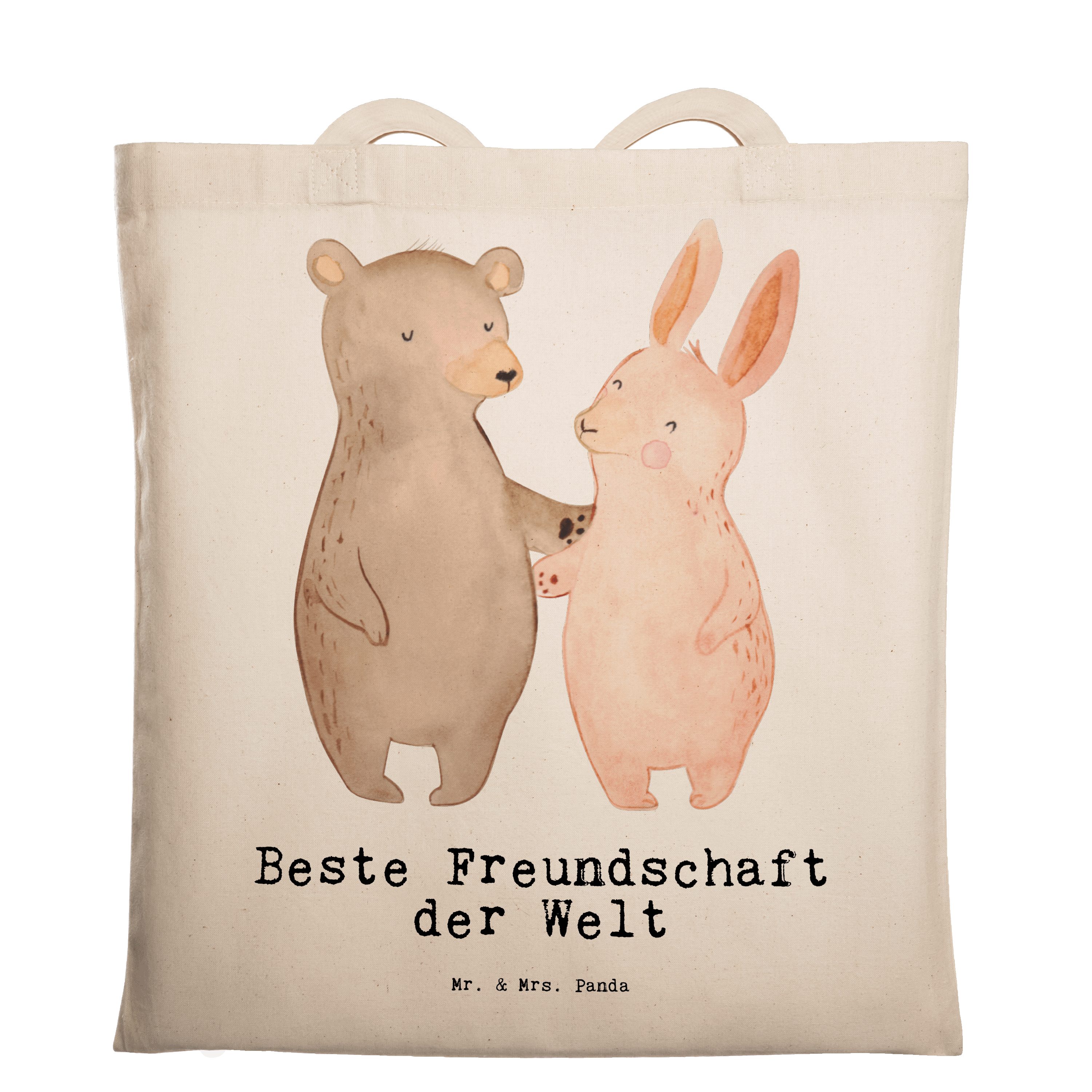 Mr. & Mrs. Panda Tragetasche Hase Beste Freundschaft der Welt - Transparent - Geschenk, Schenken, (1-tlg)