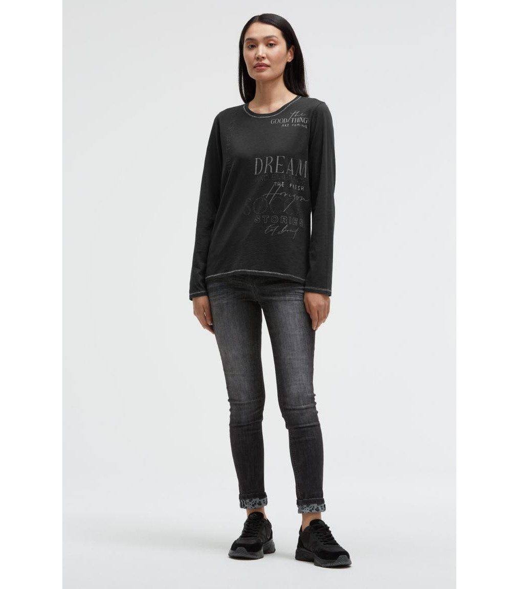 SOCCX Langarmshirt mit Print und Schmucksteinen – Bild 5 von 5