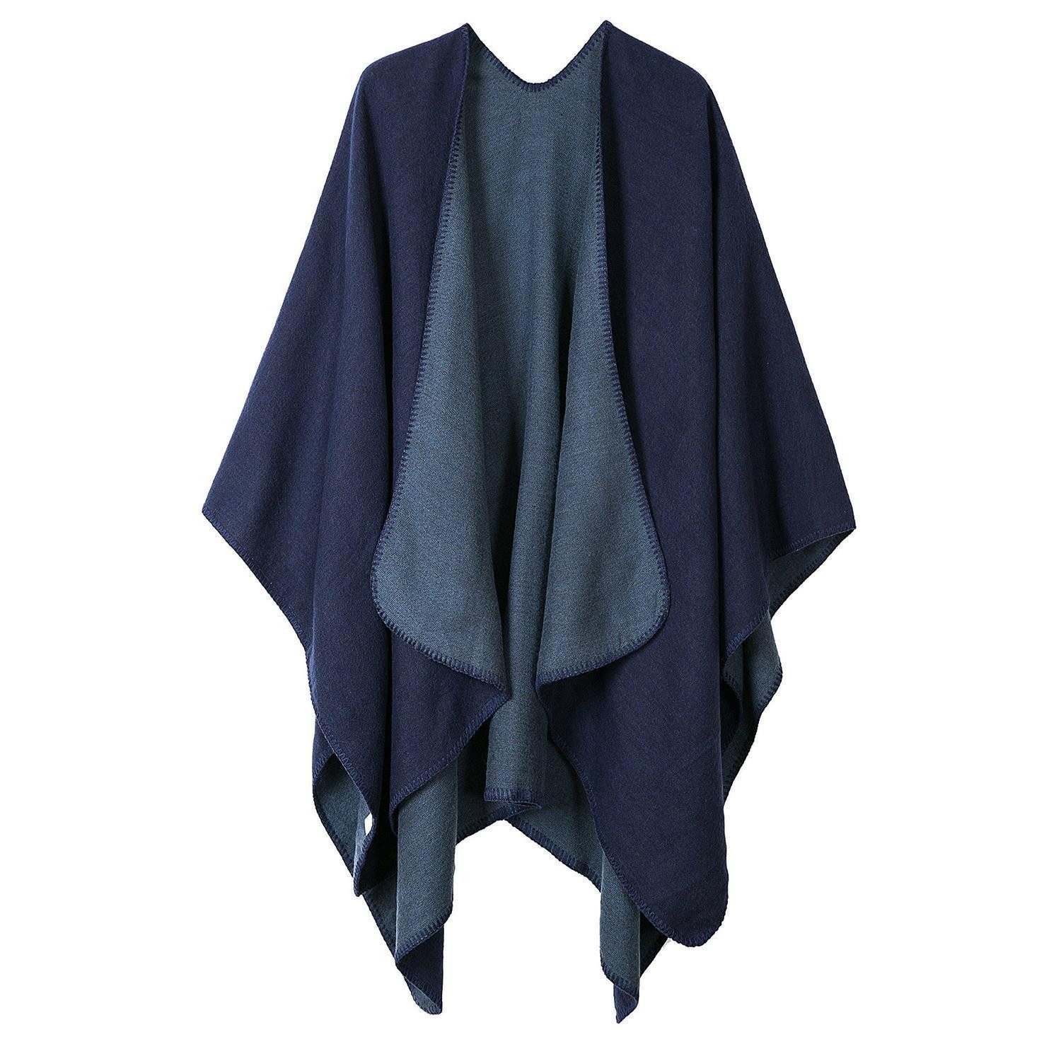 LuxusKollektion Modeschal Damen Schal Poncho Übergroß Navy Blau, (1-St)