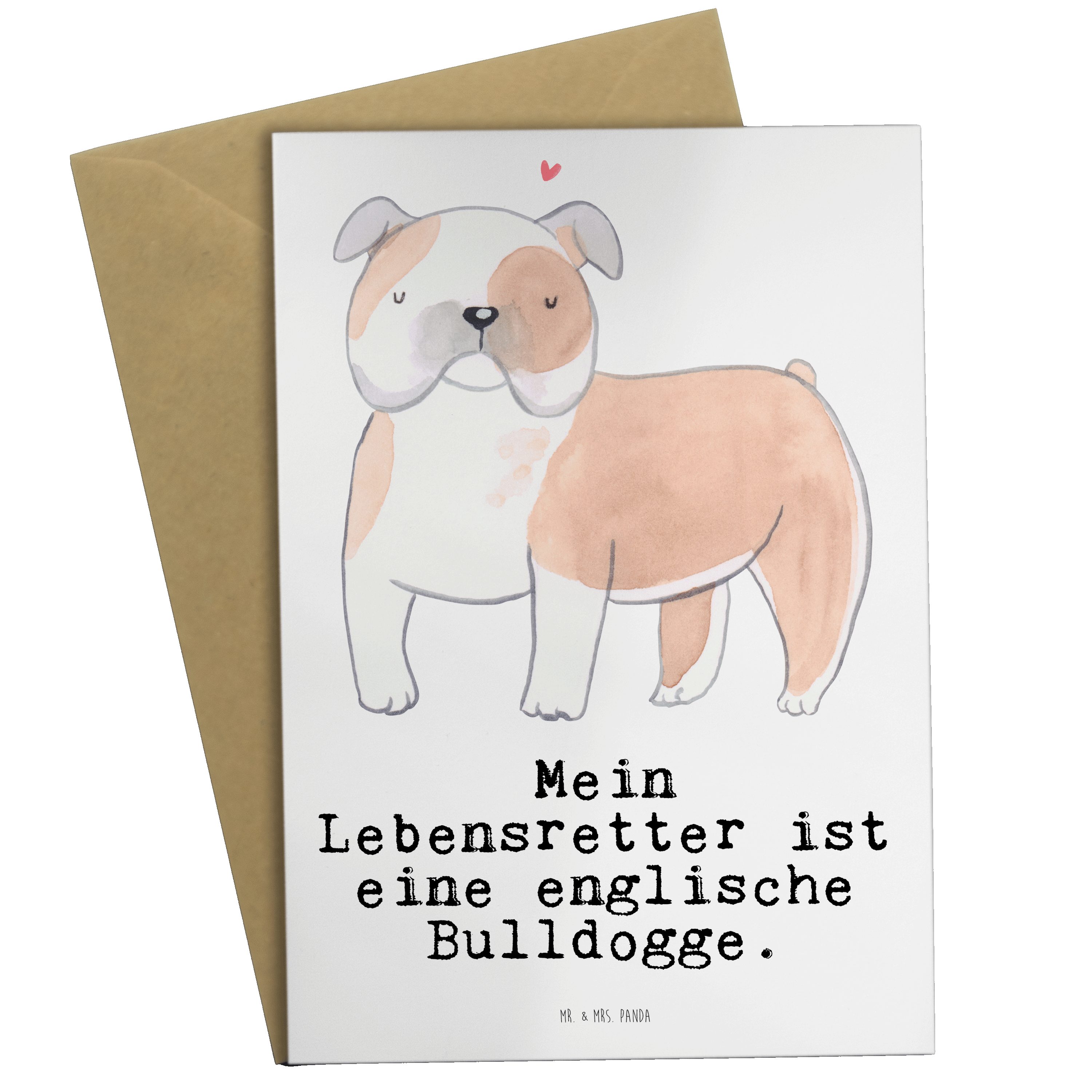 Mr. & Mrs. Panda Grußkarte Englische Bulldogge Lebensretter - Weiß - Geschenk, Geburtstagskarte