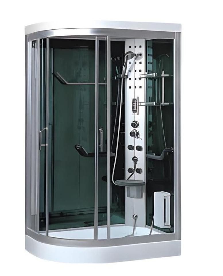 JVmoebel Dampfdusche Multifunktionsdusche aus Aluminium und Glas mit Massagedüsen, BxT: 90x120 cm, 1-tlg., Made in Europe