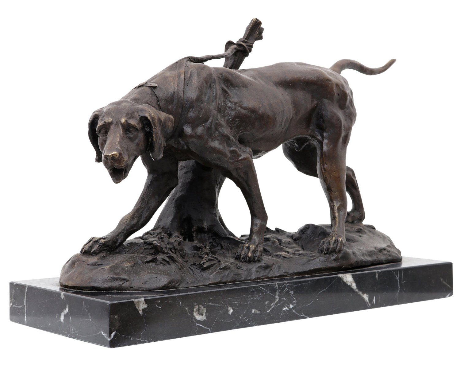 Antik-S im Bronzeskulptur Bronzefigur Bronze Aubaho Jadhund Skulptur Hund Statue Figur