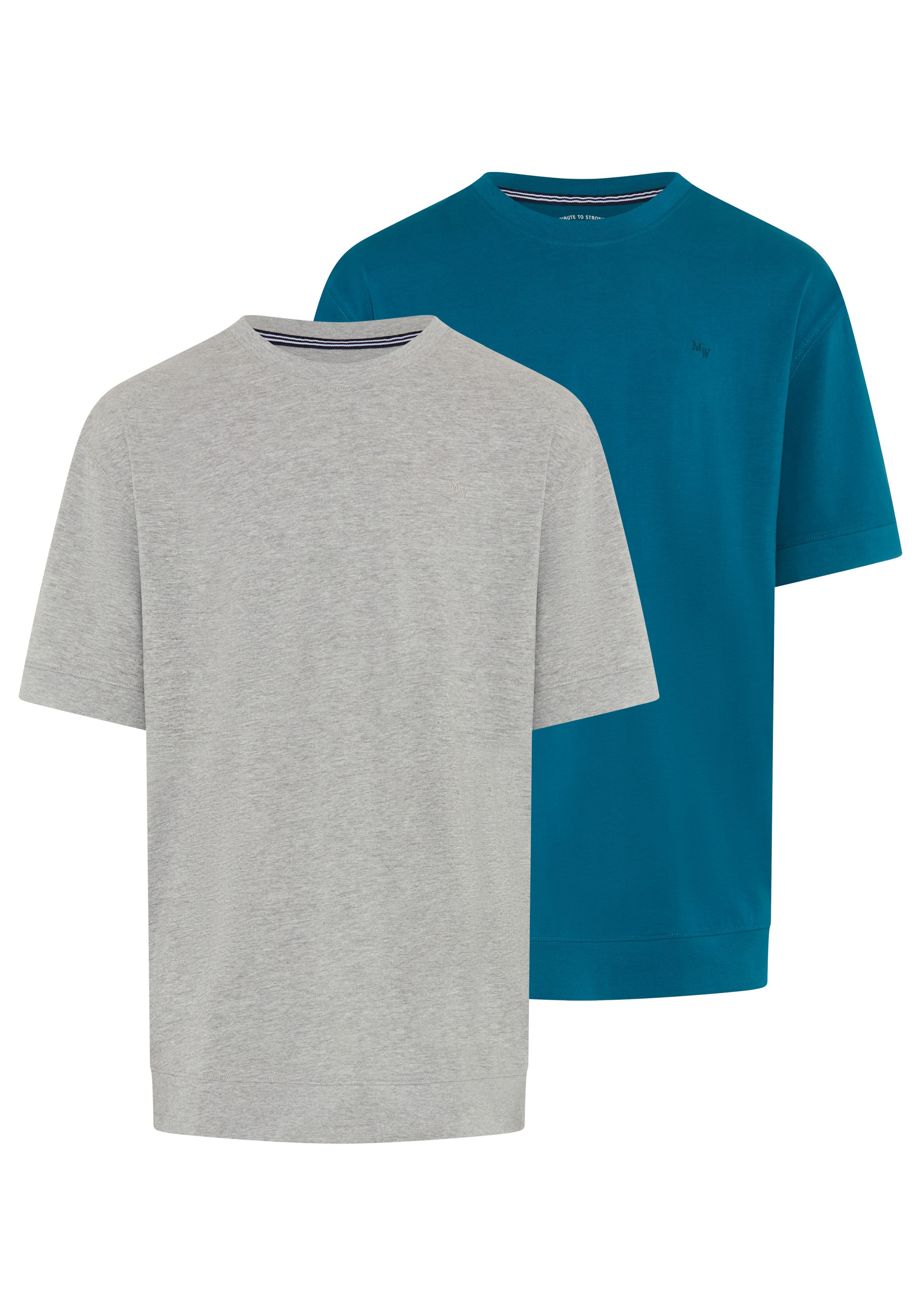 Man's World Plus Rundhalsshirt auch in Grosse Größen bis Gr. 7XL Bauch-Fit (2er-Pack) Regular Fit, Kurzarm, unifarben, auch in großen Größen