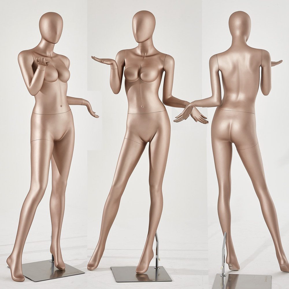 Eurohandisplay Schneiderpuppe Weibliche Schaufensterpuppe beige matt lackiert Egghead Schick, Schaufensterpuppe