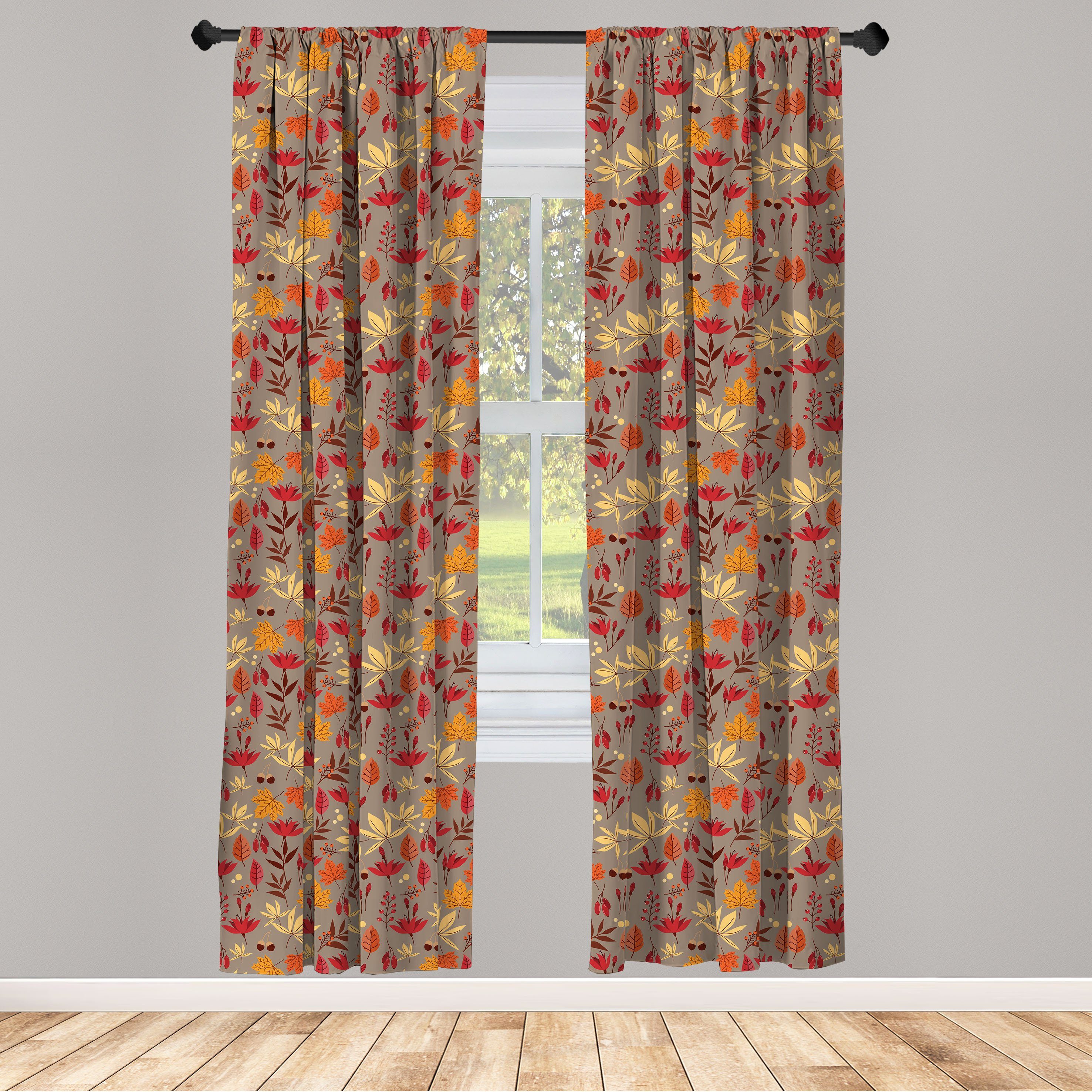 Gardine Vorhang für Wohnzimmer Schlafzimmer Dekor, Abakuhaus, Microfaser, Burnt orange Herbst Natur Laub