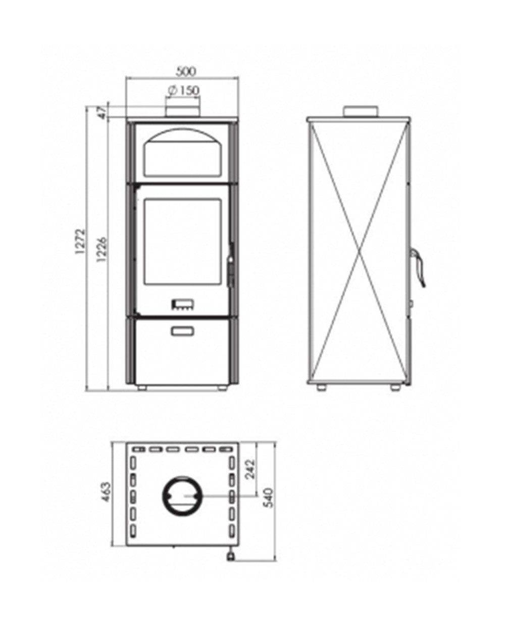 Plamen Kaminofen Laguna rot mit Herdplatte, 8 kW